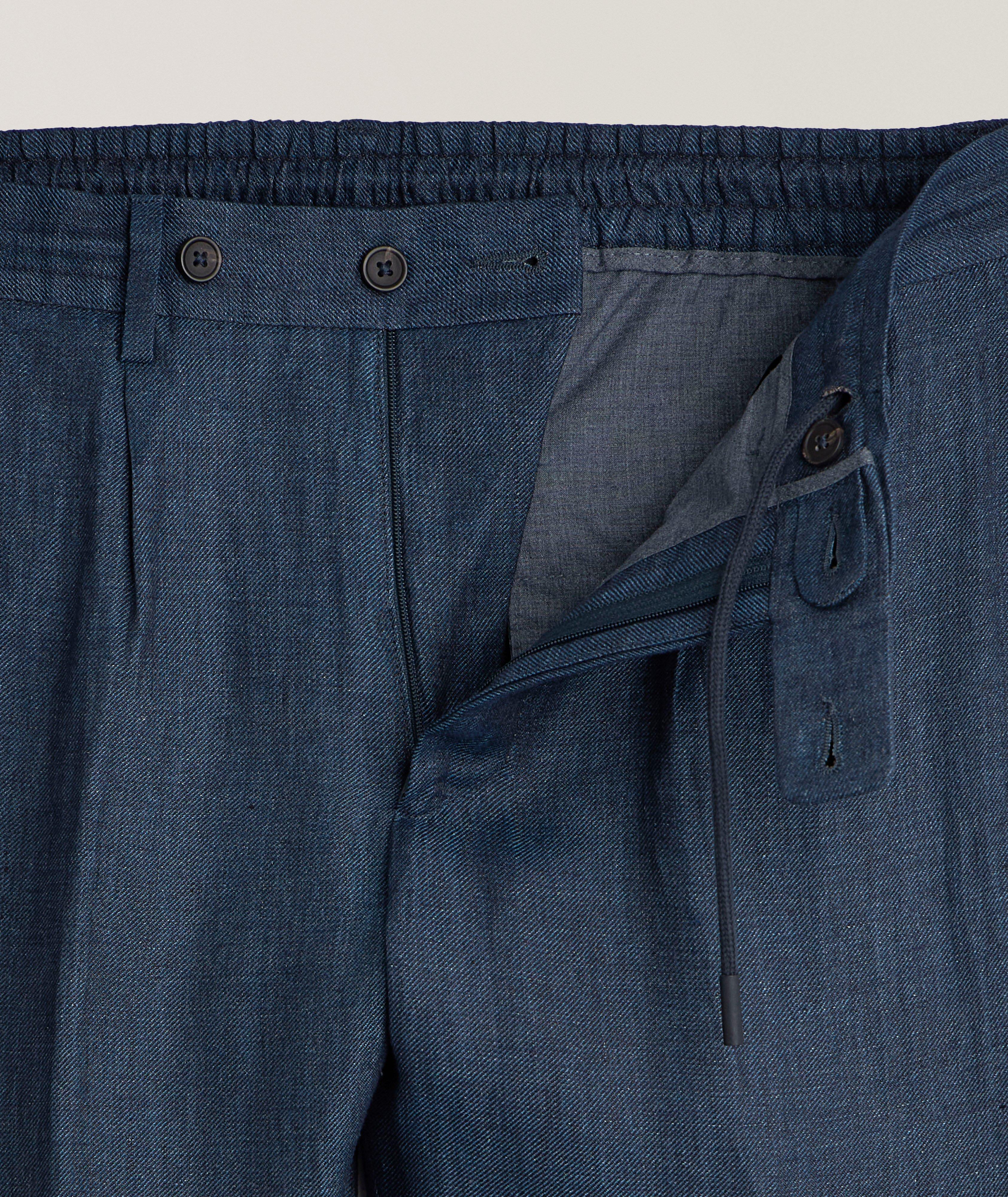 Linen Elasticized-Waist Pants image 1