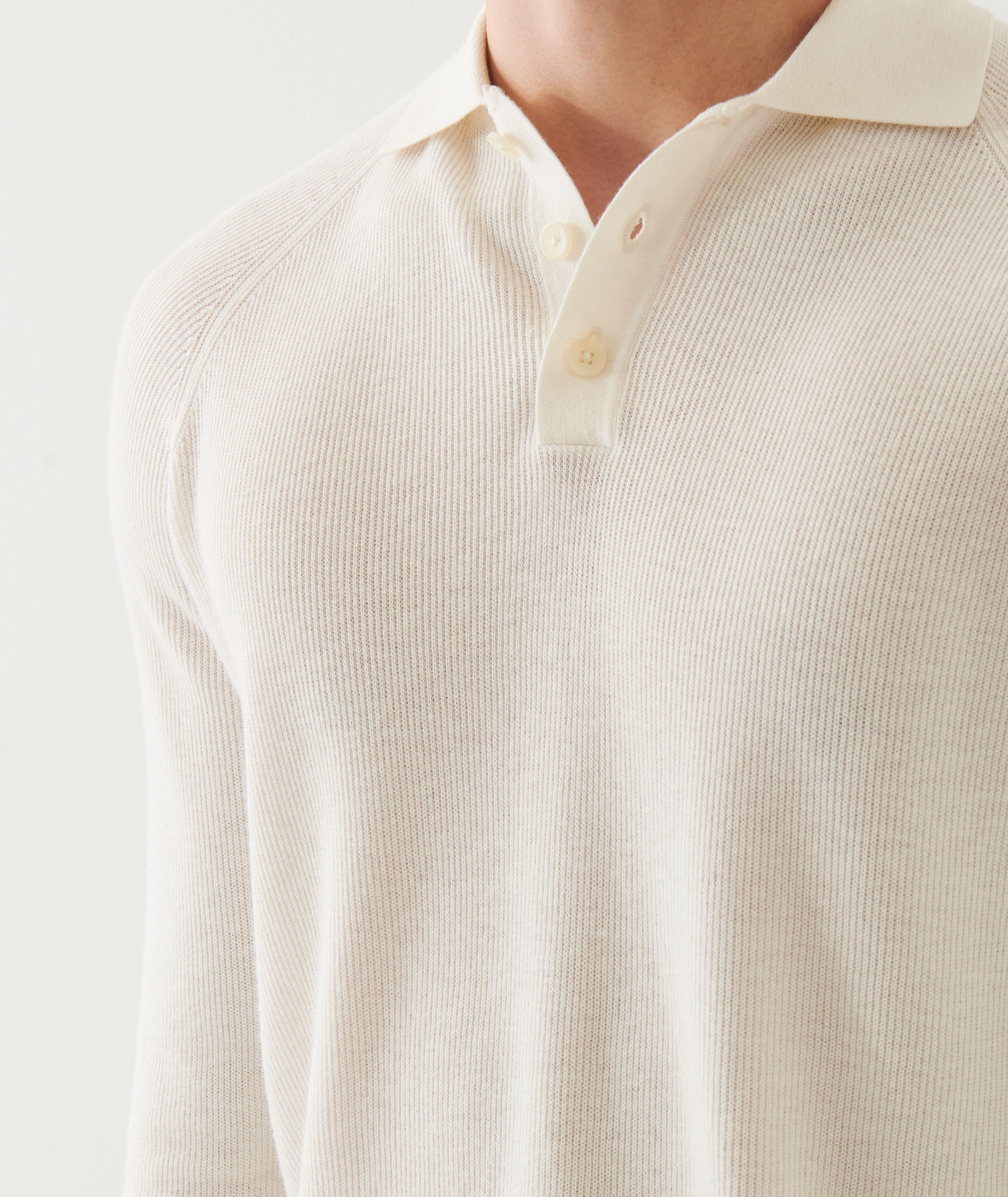 Cotton-Blend Stitch Polo Sweater  image 3