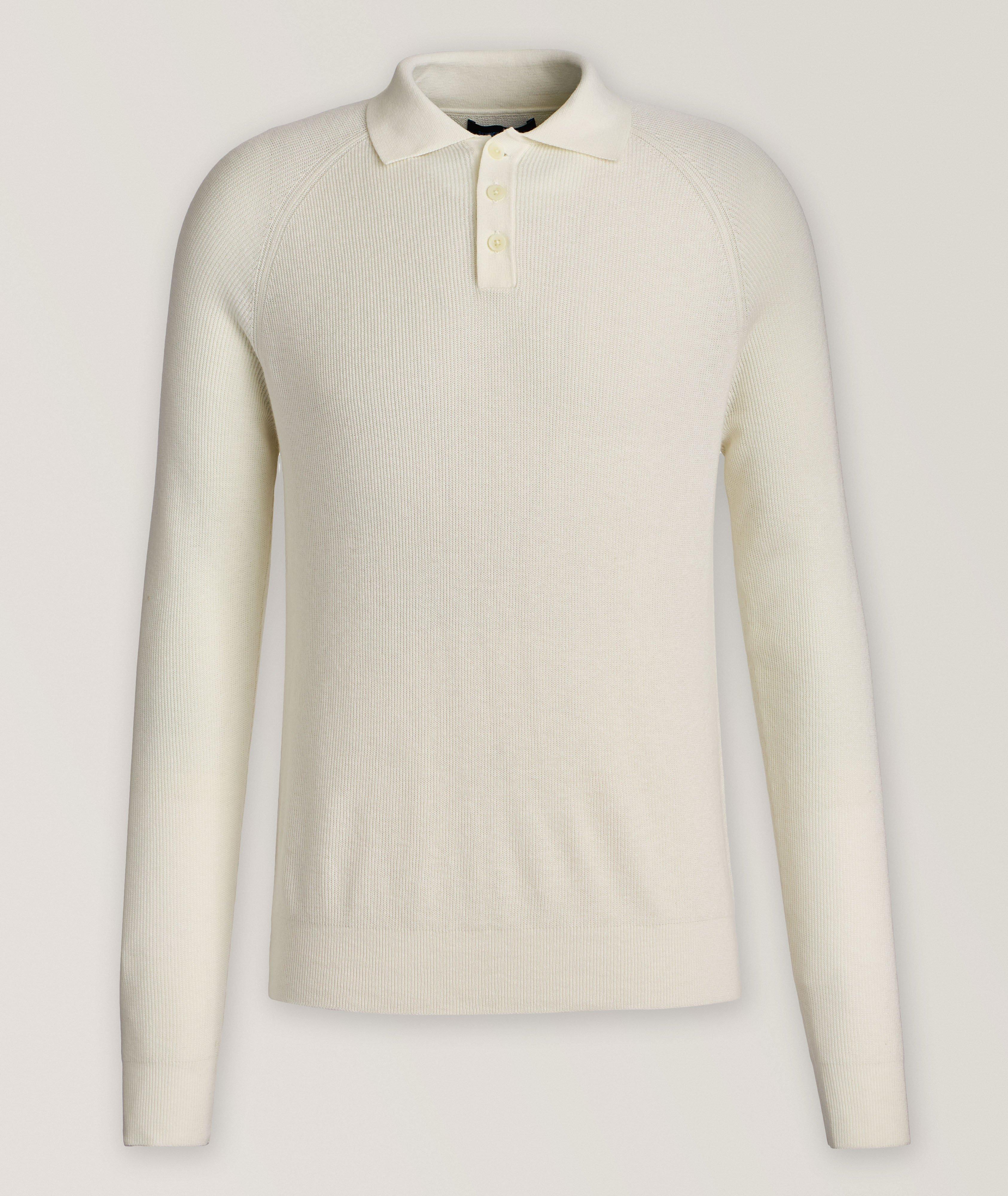 Cotton-Blend Stitch Polo Sweater  image 0