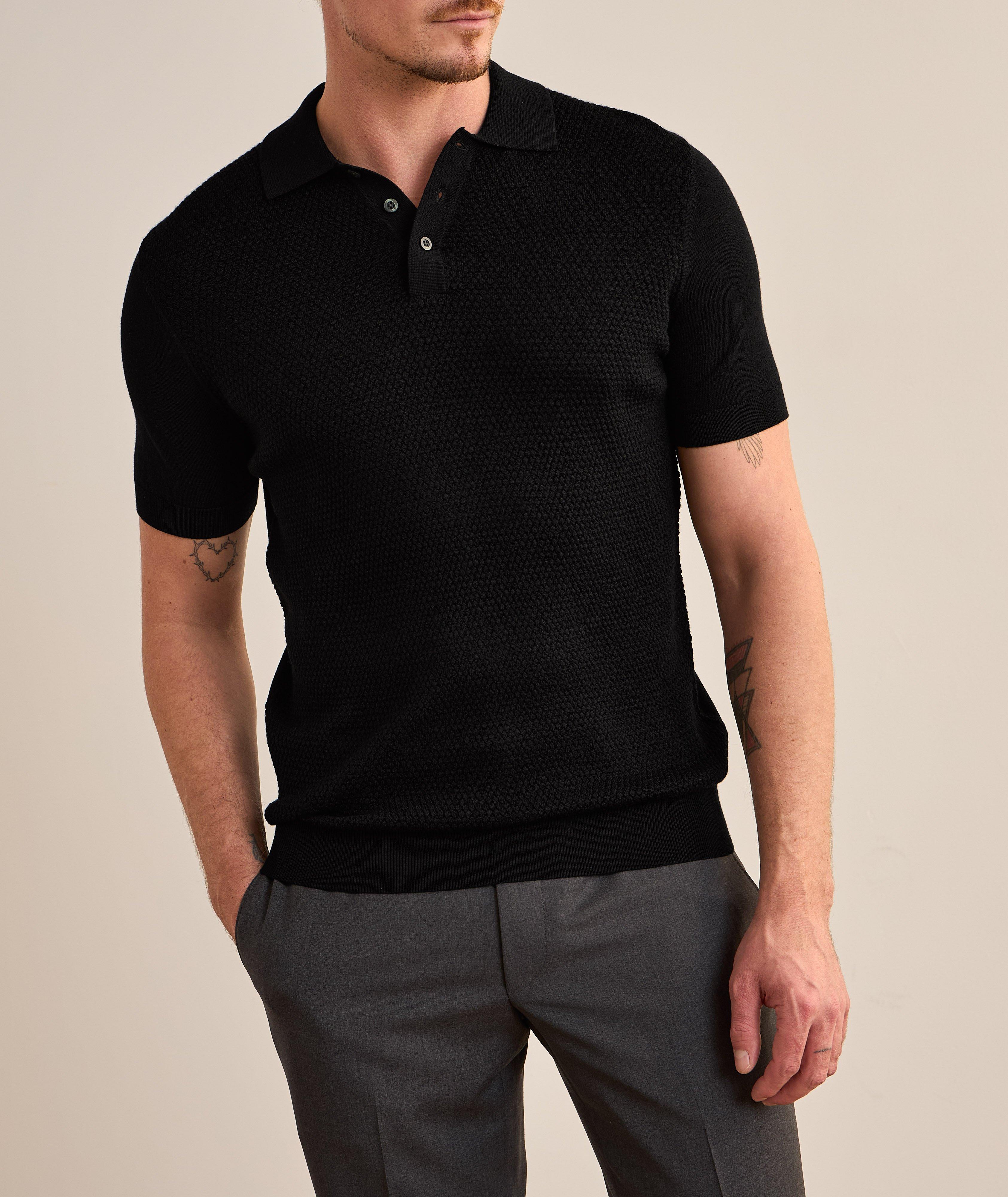 Merino Wool-Silk Bubble Stitch Polo image 1