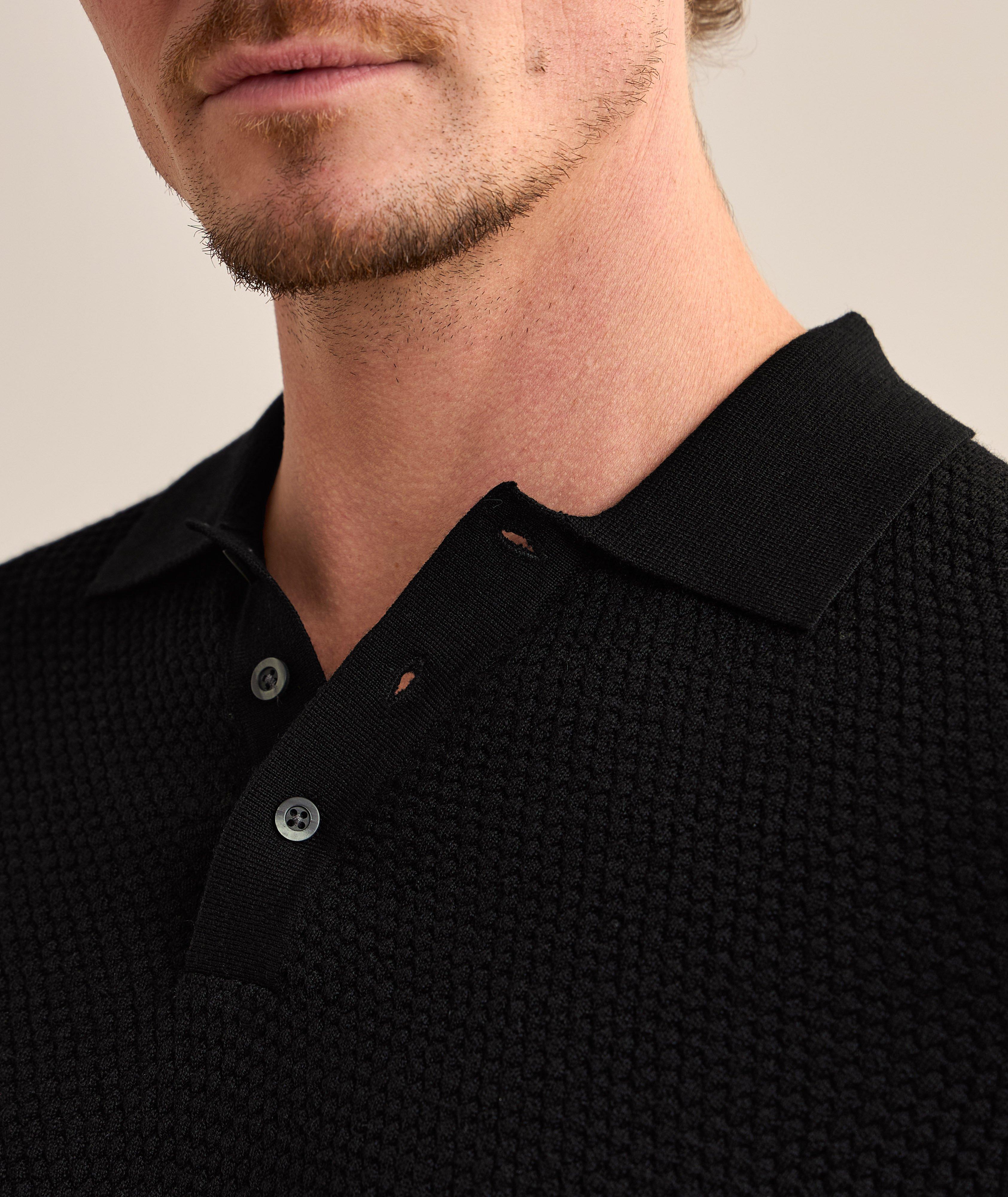 Merino Wool-Silk Bubble Stitch Polo image 3