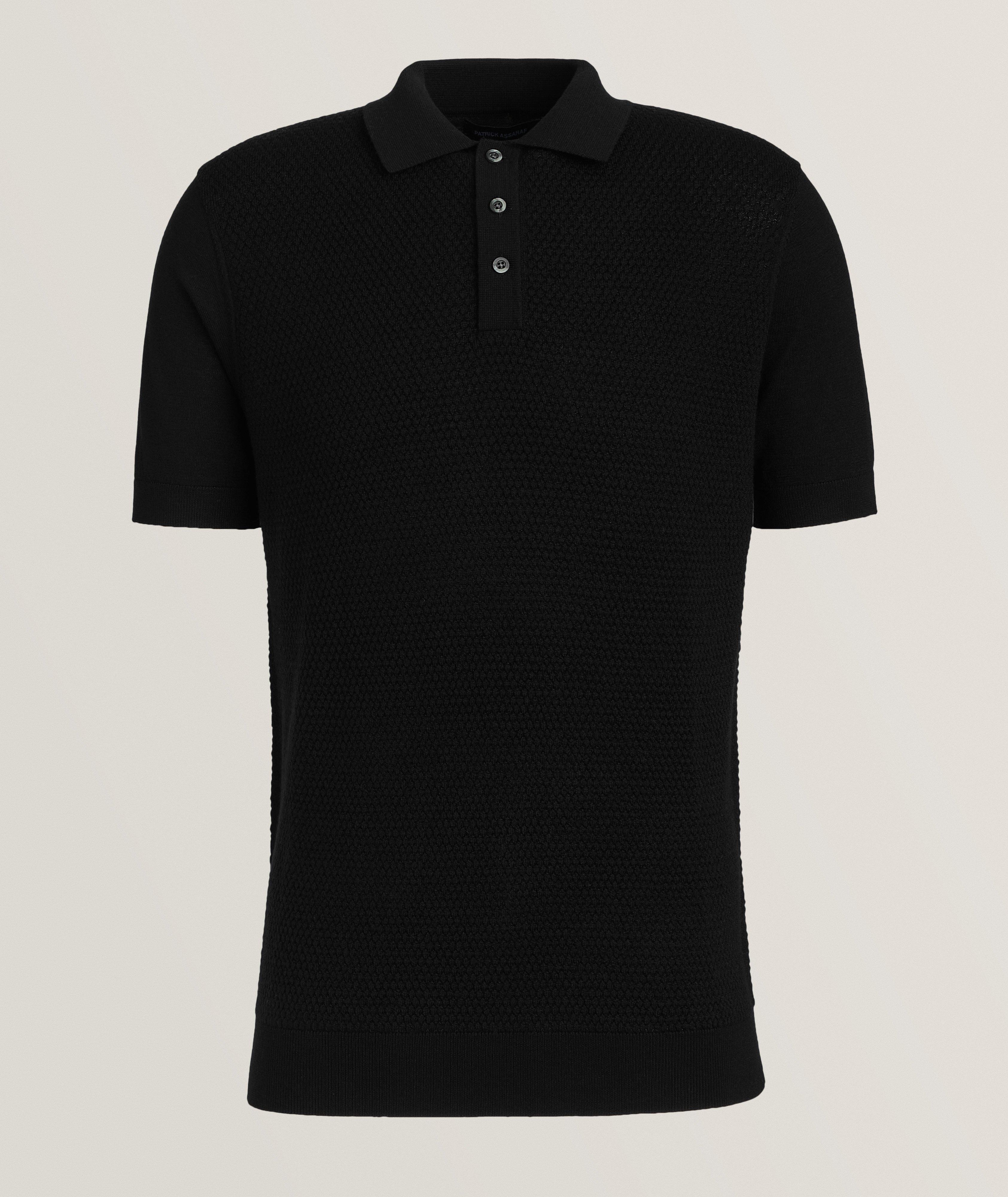 Merino Wool-Silk Bubble Stitch Polo image 0