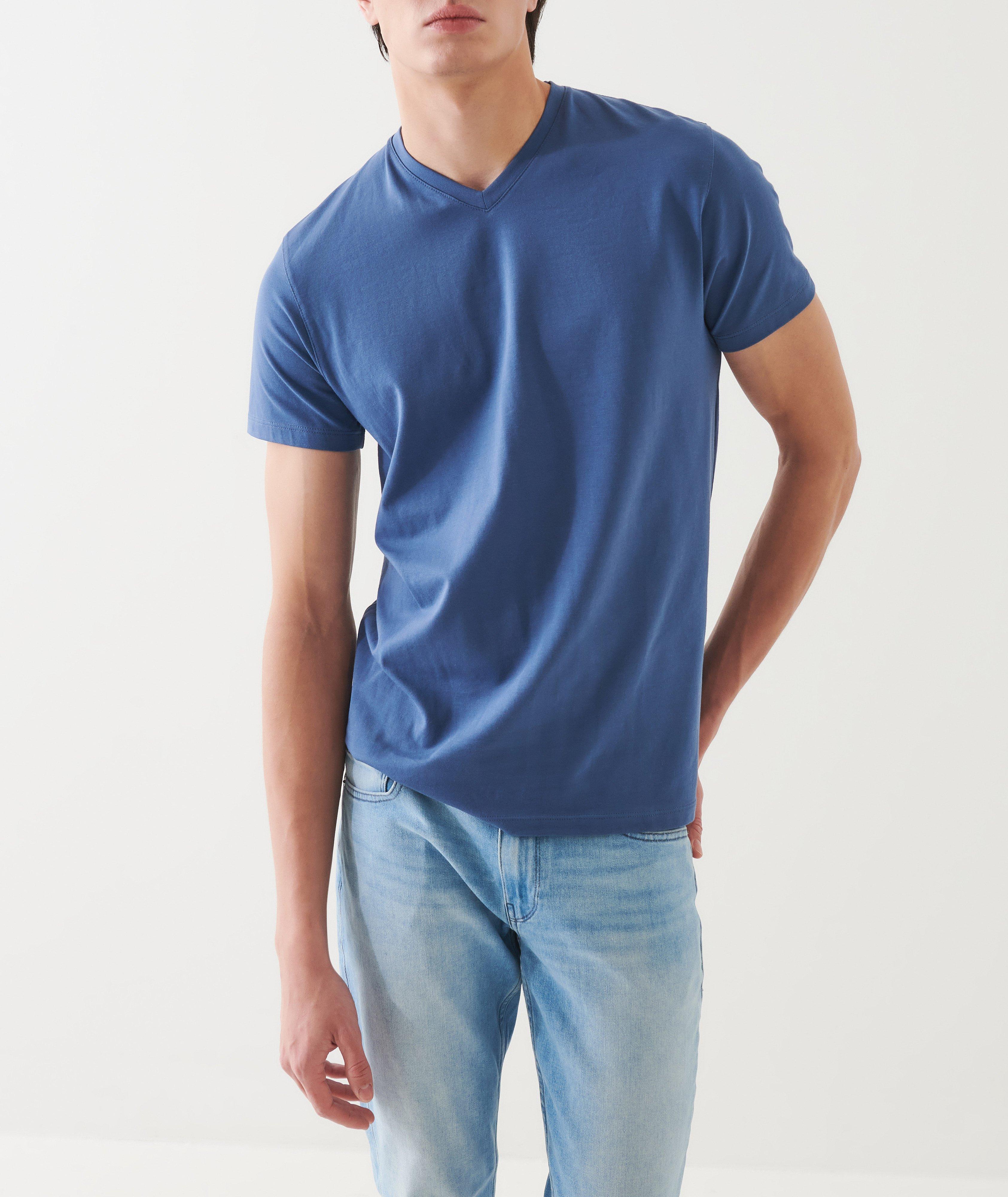 Pima Stretch-Cotton V-Neck T-Shirt image 1