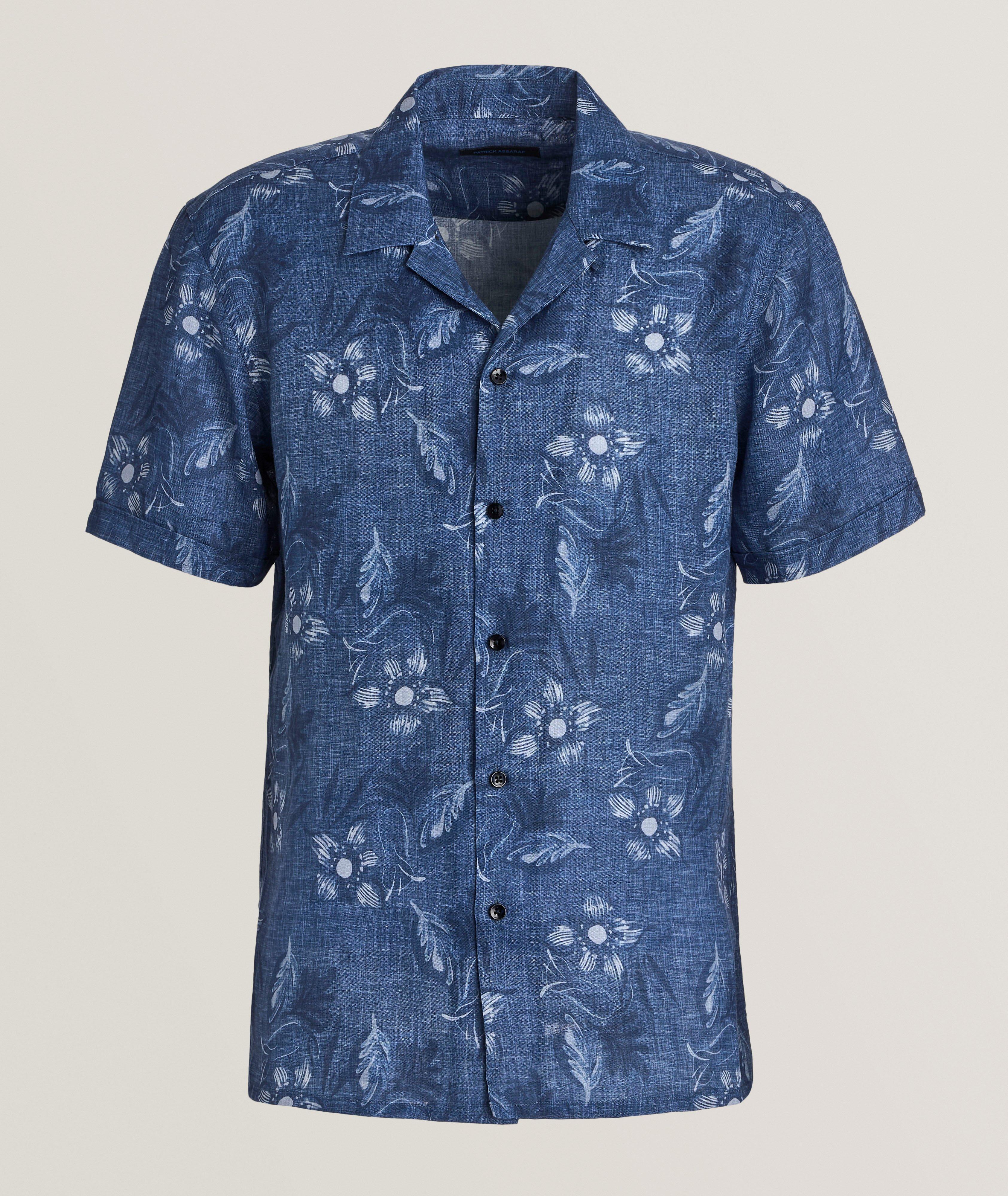 Patrick Assaraf Chemise en lin à motif floral