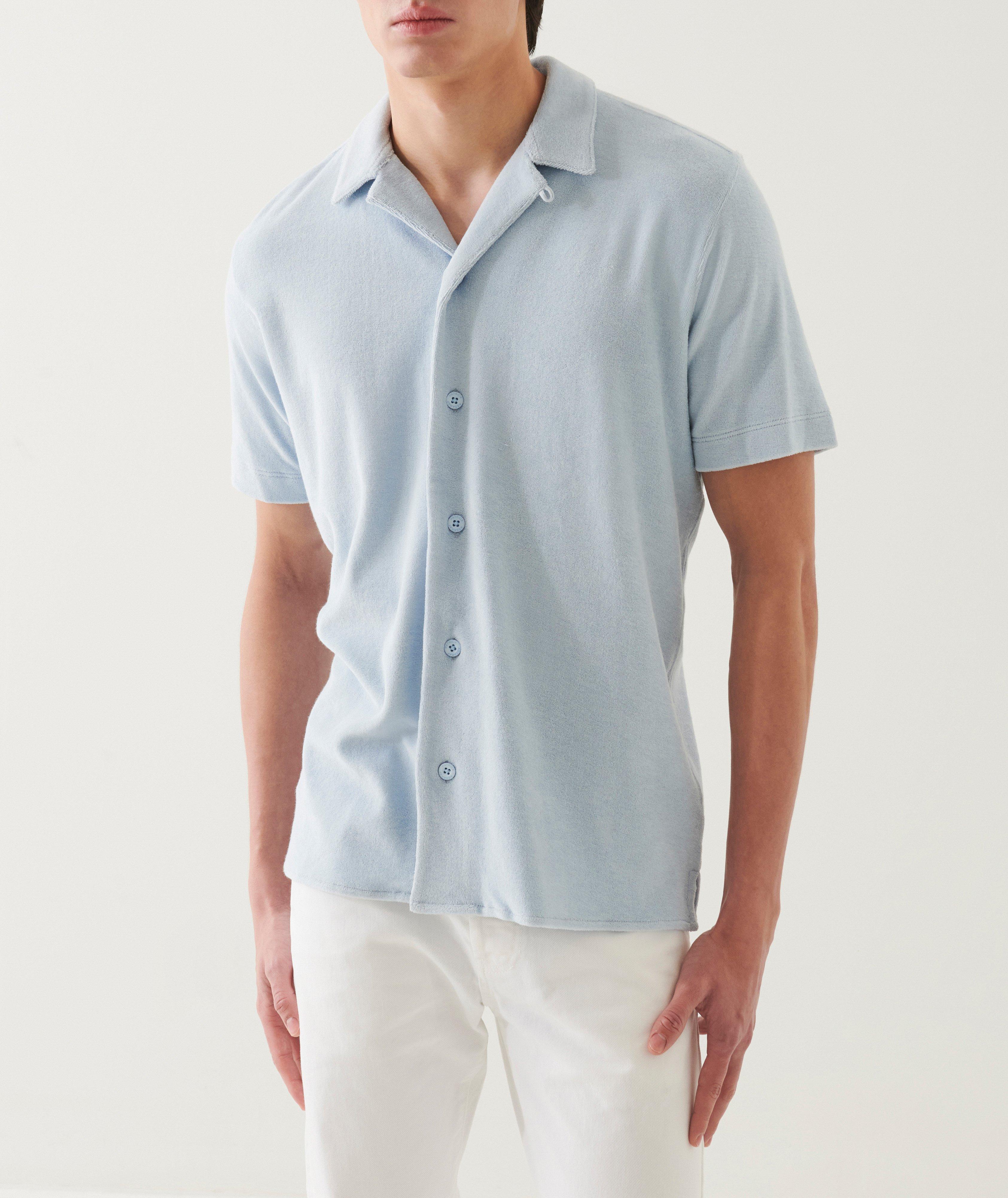 Chemise en coton bouclé à col cubain image 1