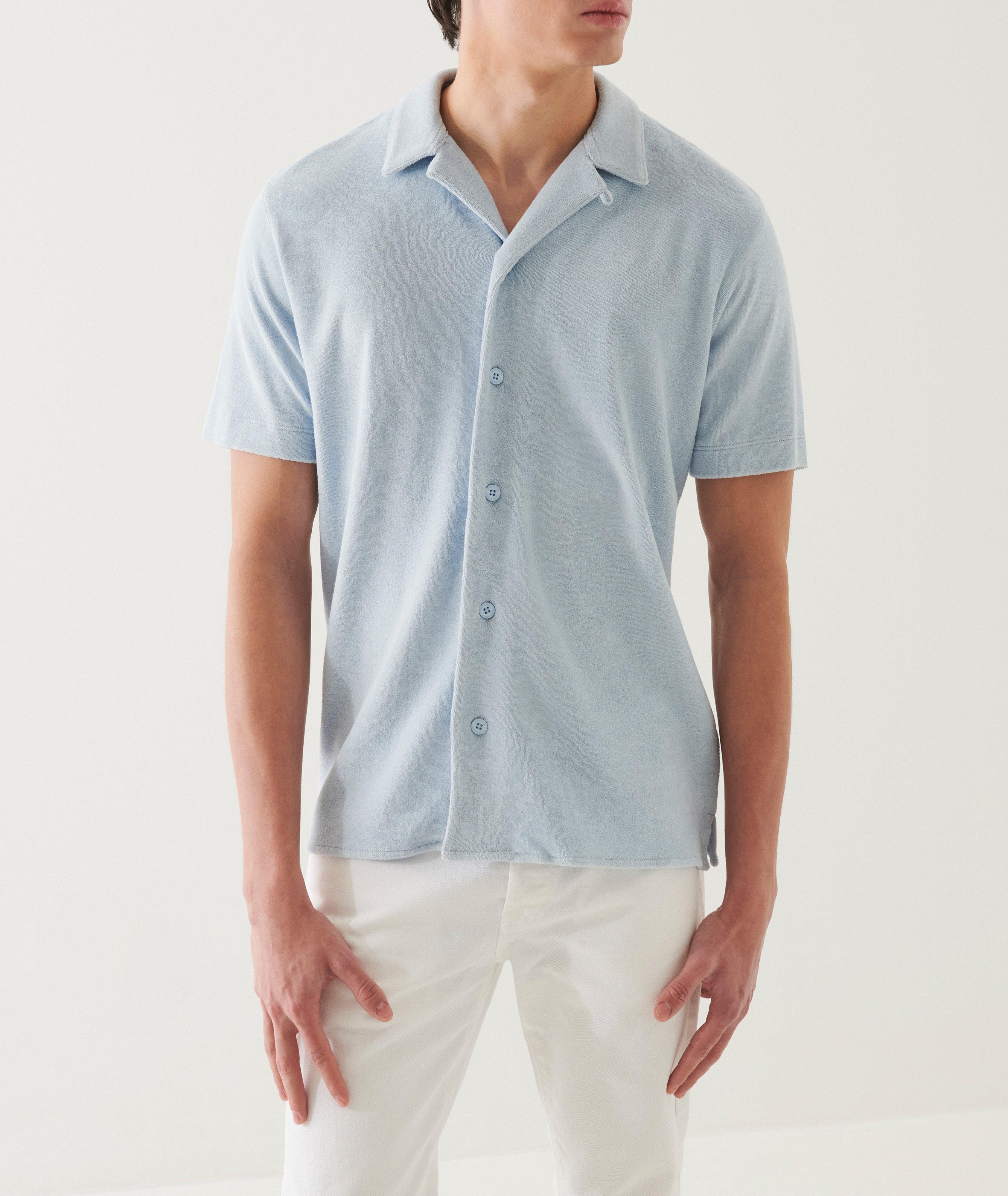 Chemise en coton bouclé à col cubain image 2