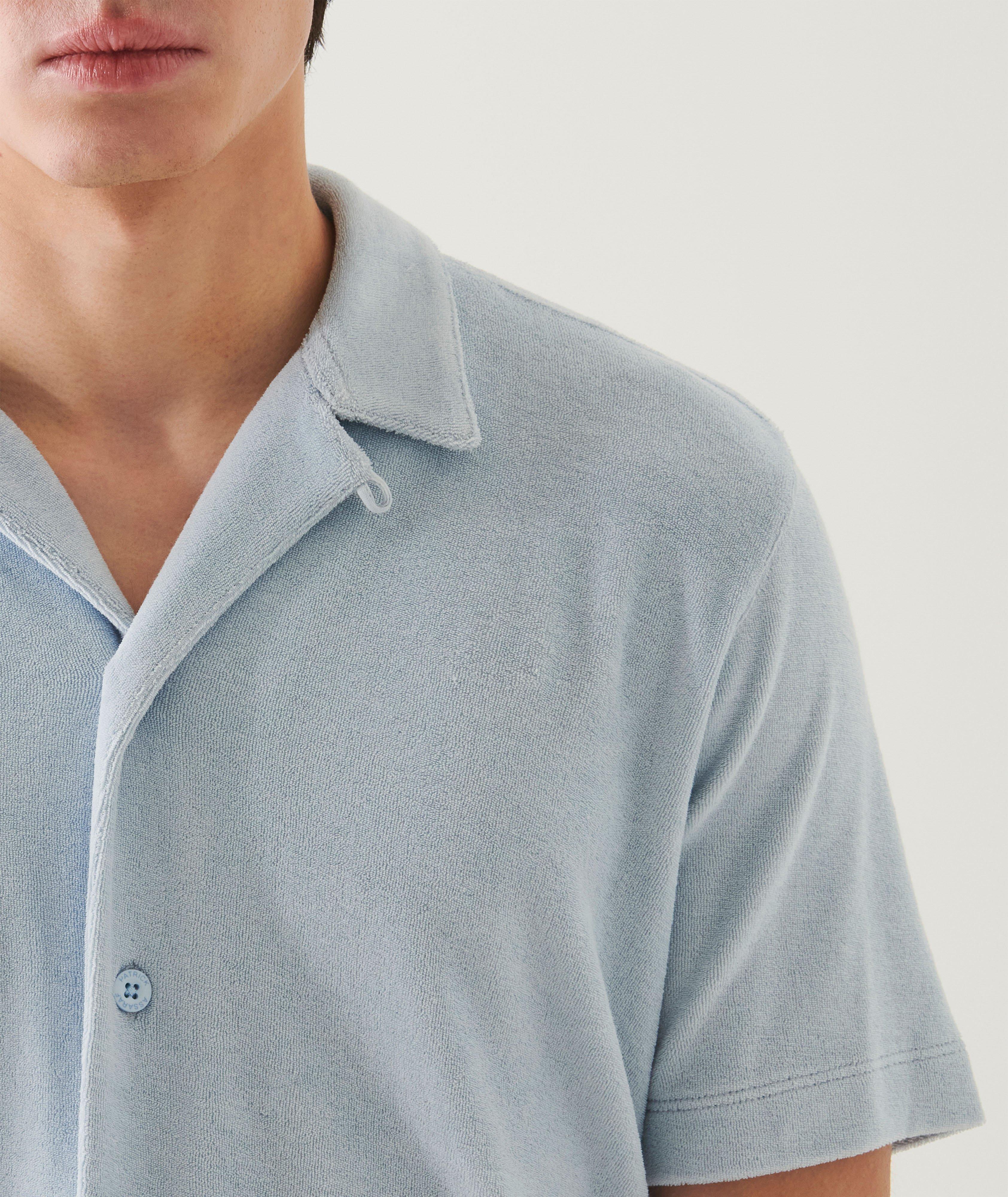 Chemise en coton bouclé à col cubain image 3