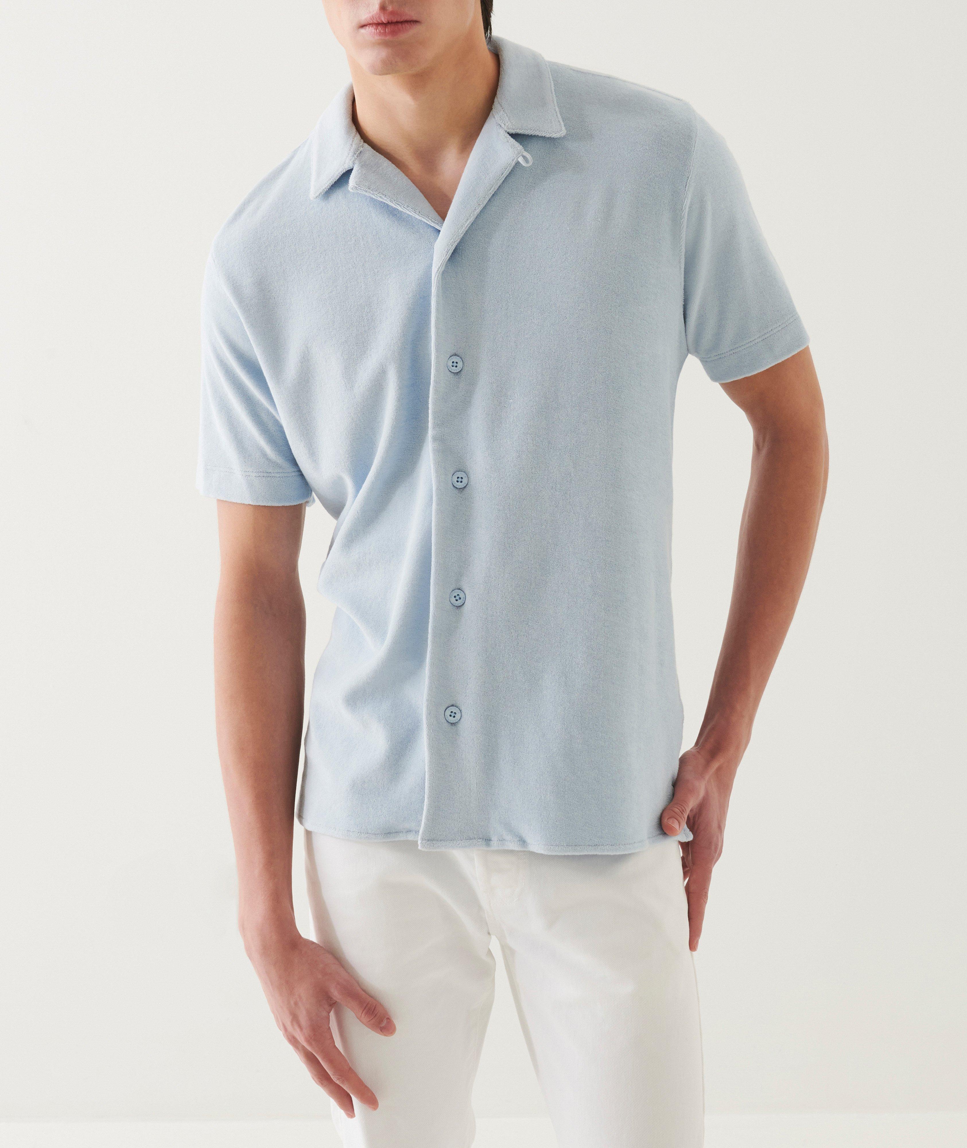 Chemise en coton bouclé à col cubain image 5