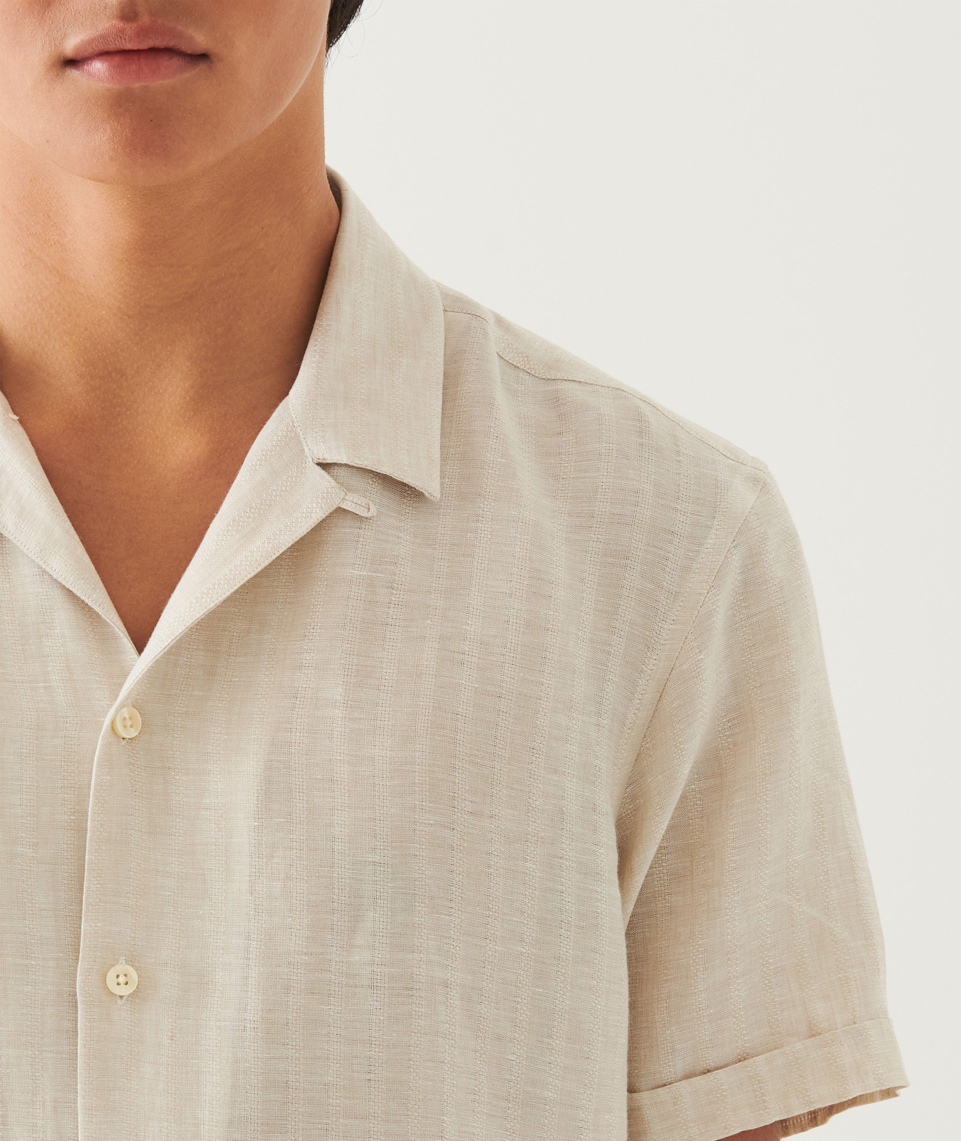 Textured Stripe Linen Camp Shirt image 3