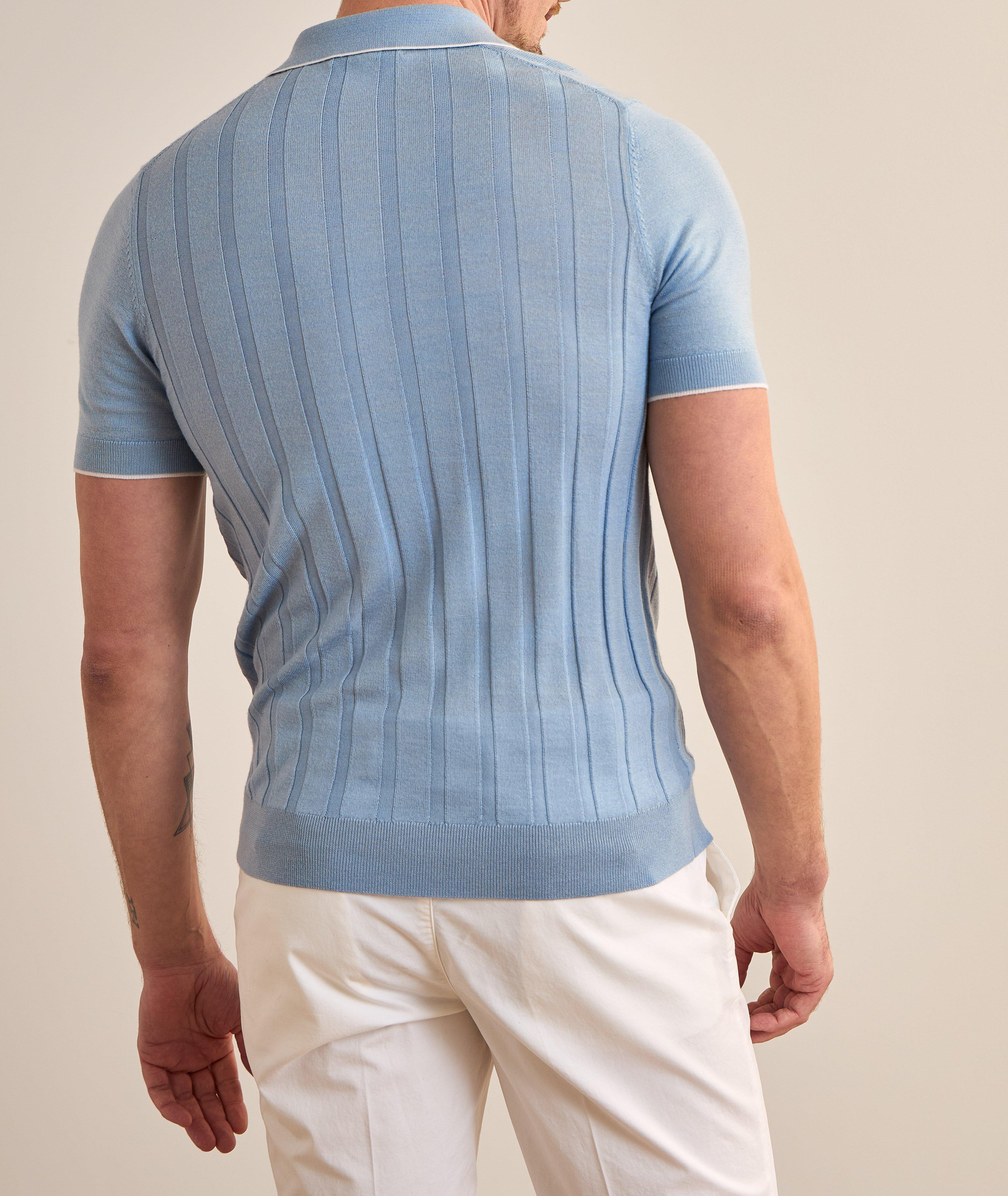 Extrafine Merino Wool-Silk Drop Needle Polo image 2