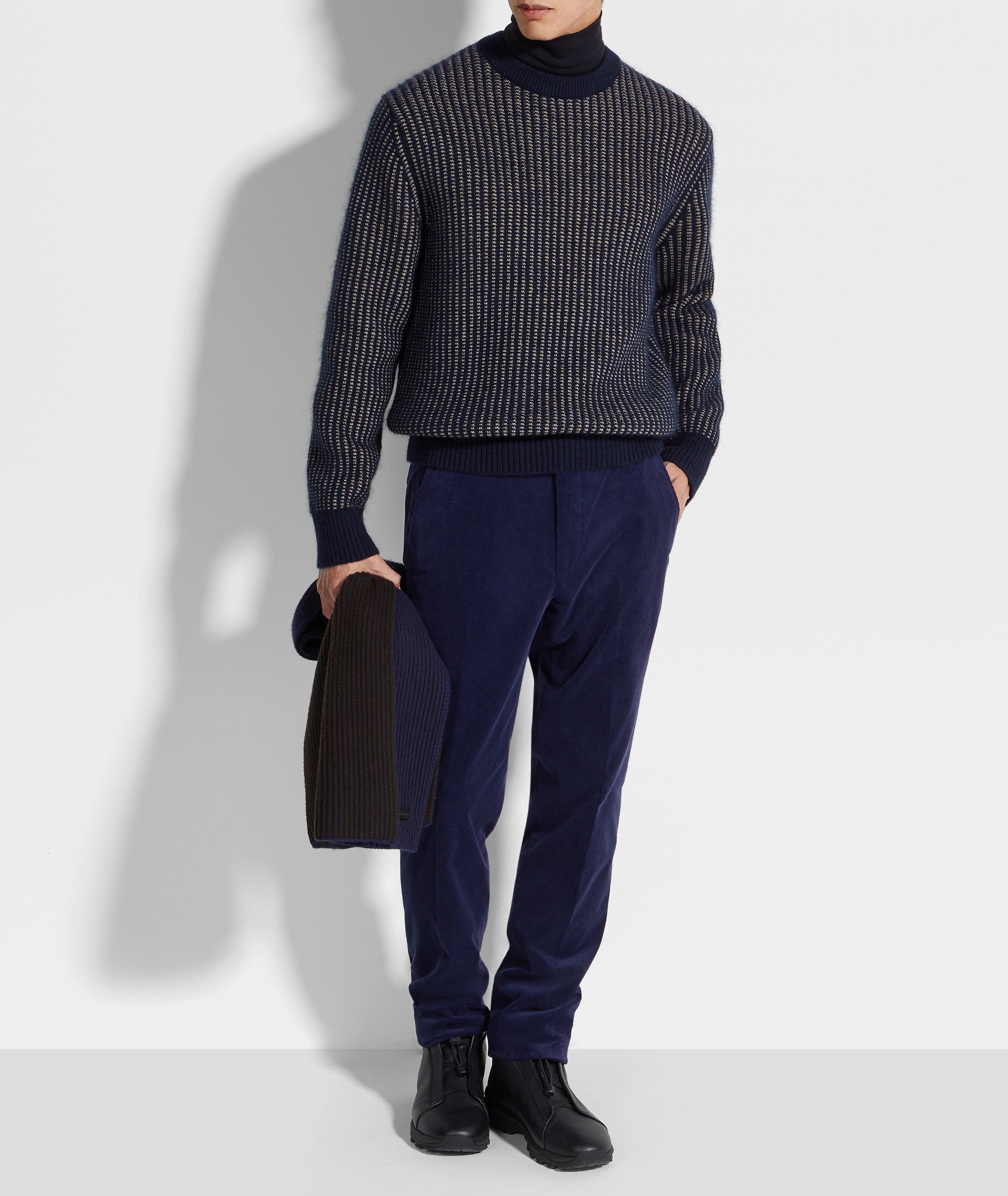 Stripe Cashmere-Blend Crewneck Sweater image 4