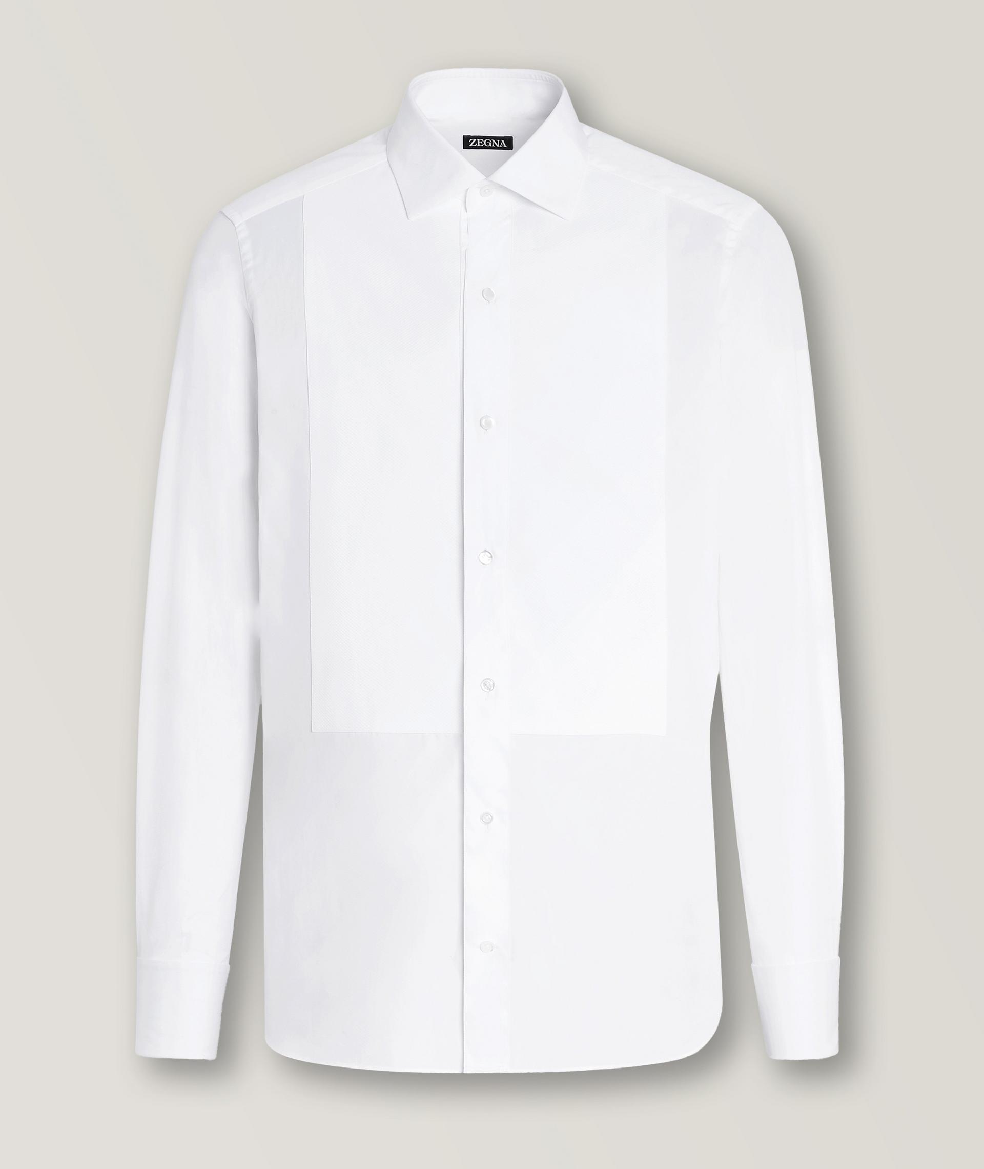 Textured Bib Cotton Tuxedo Shirt image 0