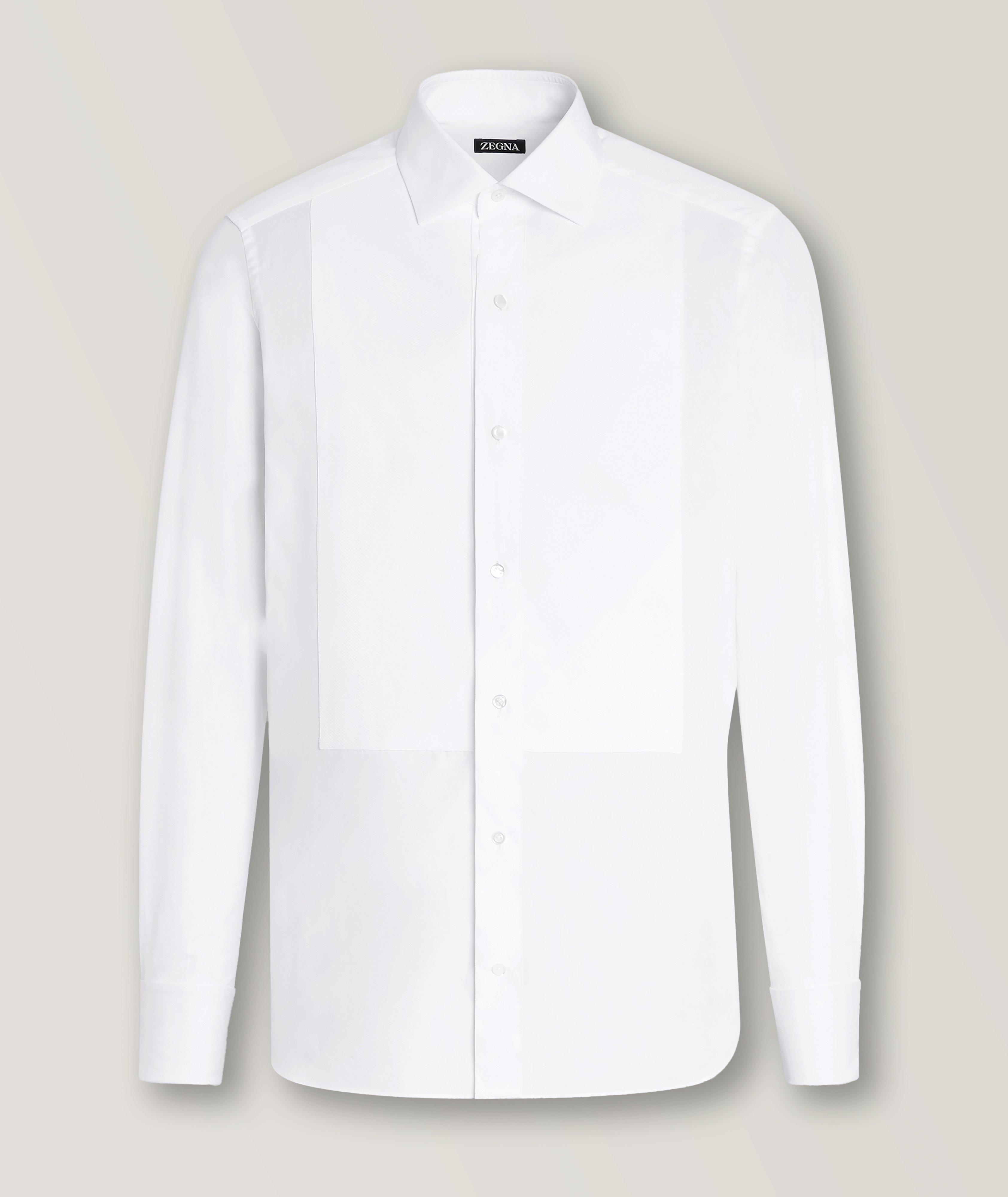Zegna Textured Bib Cotton Tuxedo Shirt