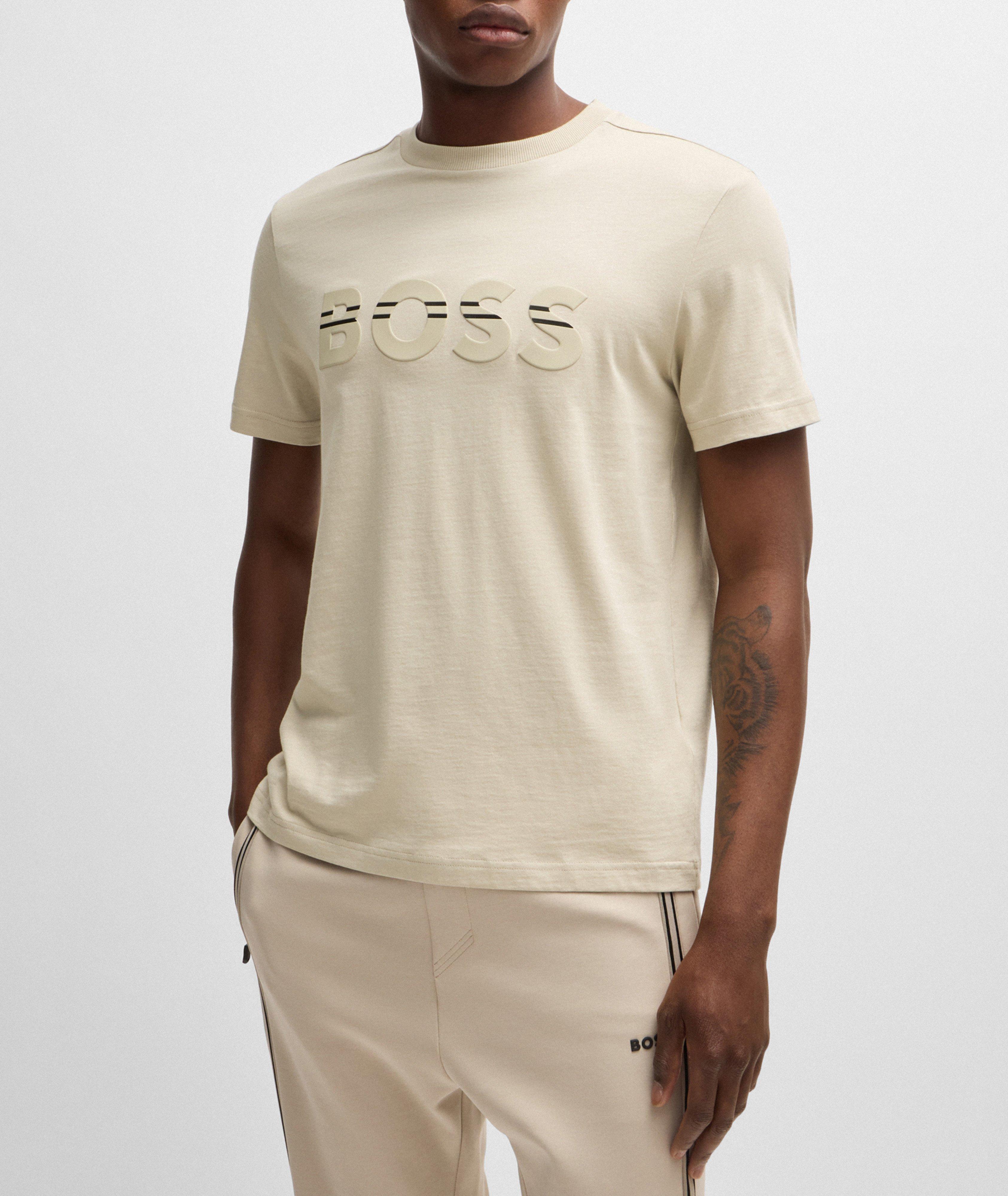 T-shirt en coton avec logo rayé image 1