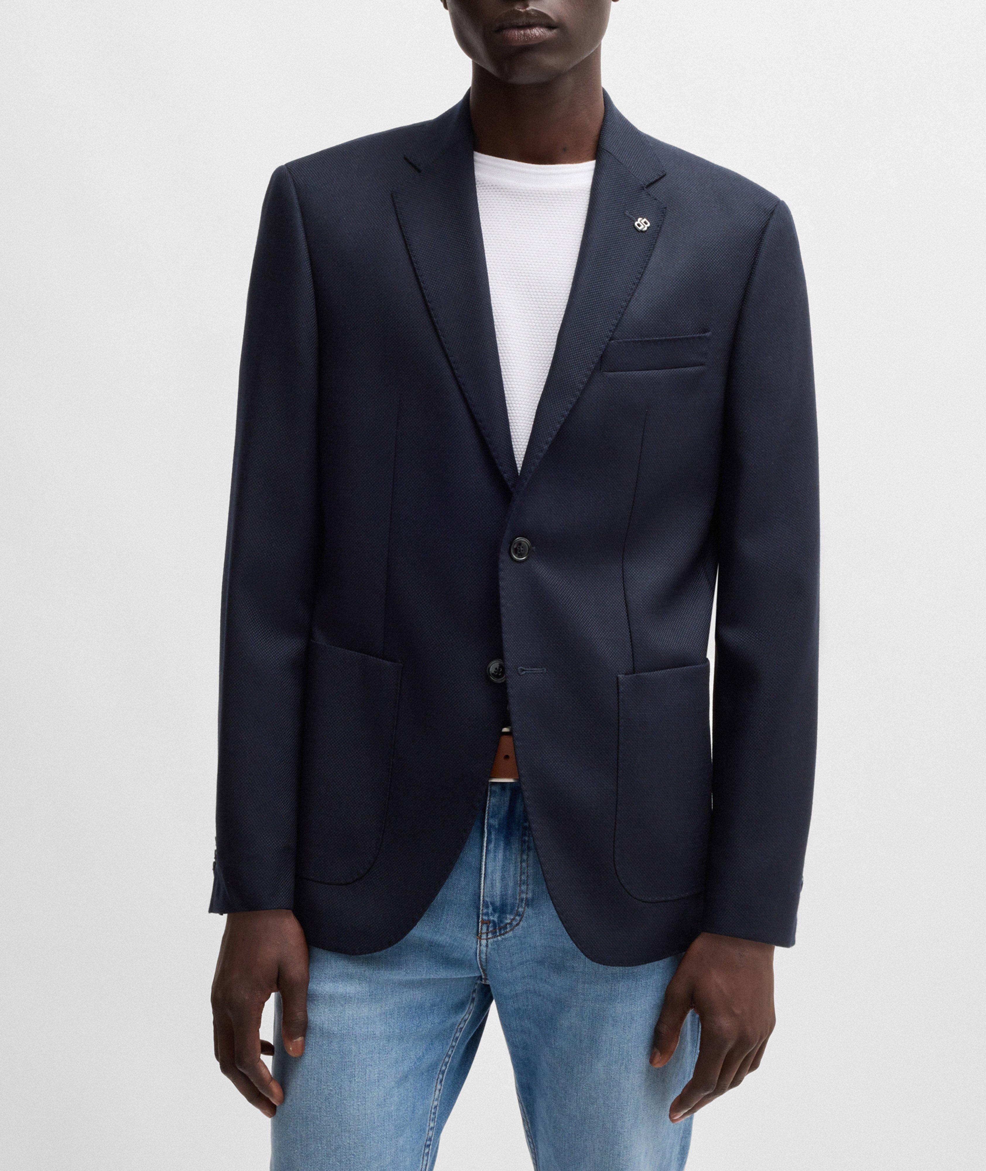 Micro-Patterned Stretch-Wool Sport Jacket  image 1