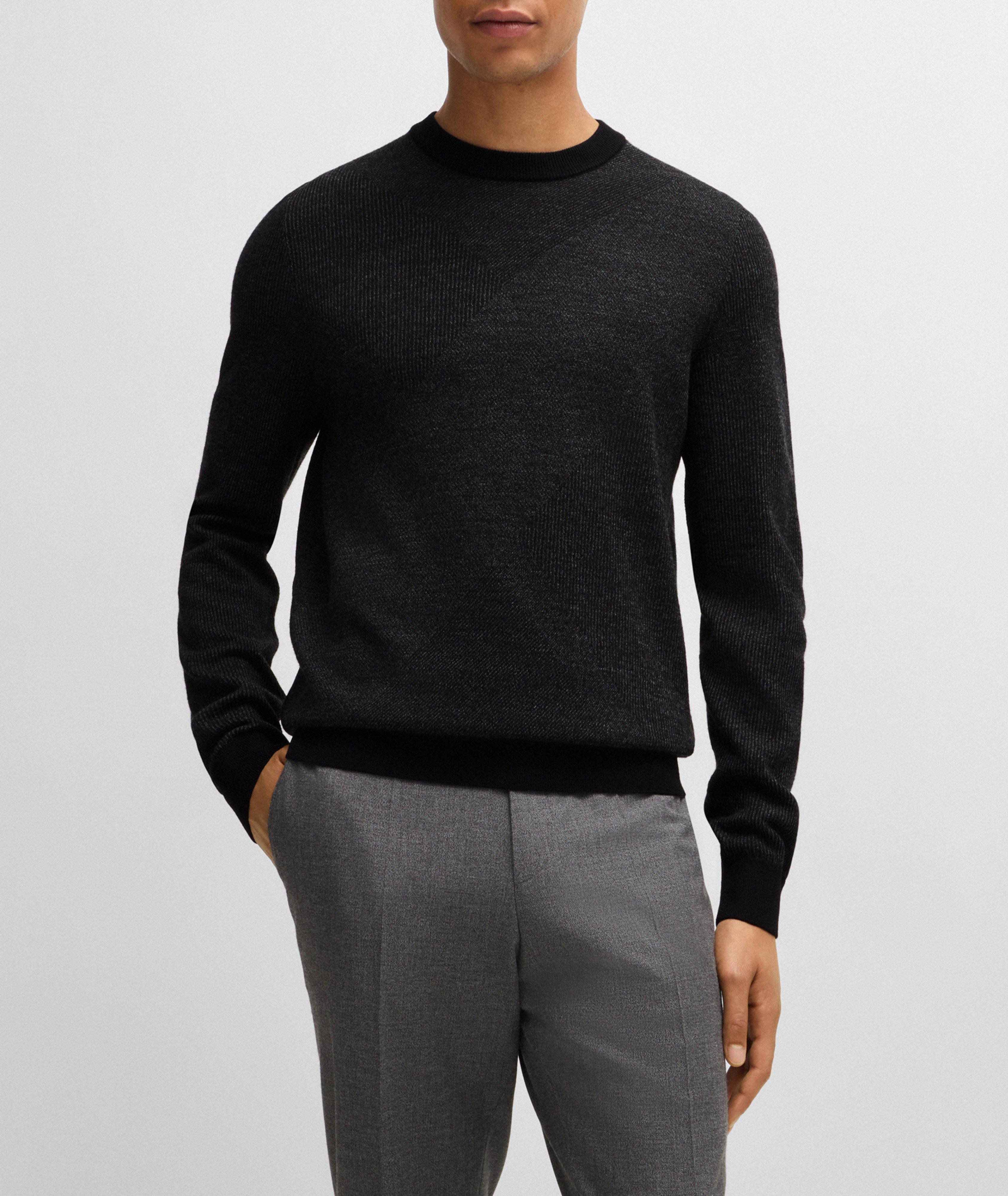 Ecalus Two-Tone Jacquard Wool Sweater  image 1