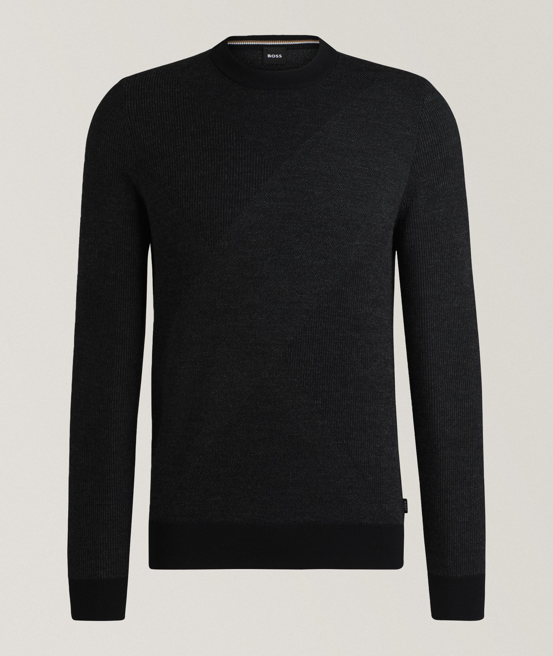 Ecalus Two-Tone Jacquard Wool Sweater  image 0