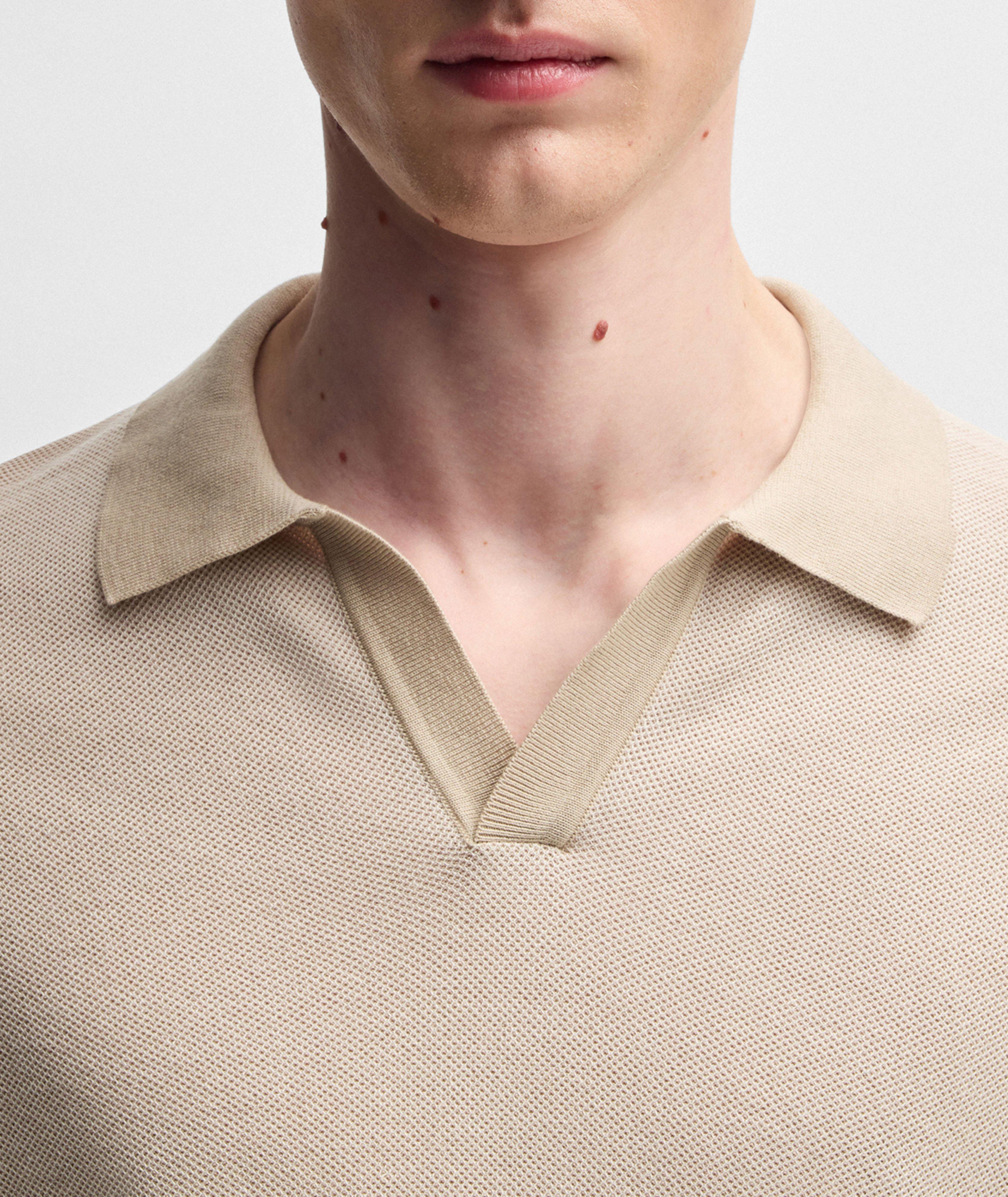 Collared Cotton-Blend Piqué Sweater  image 3