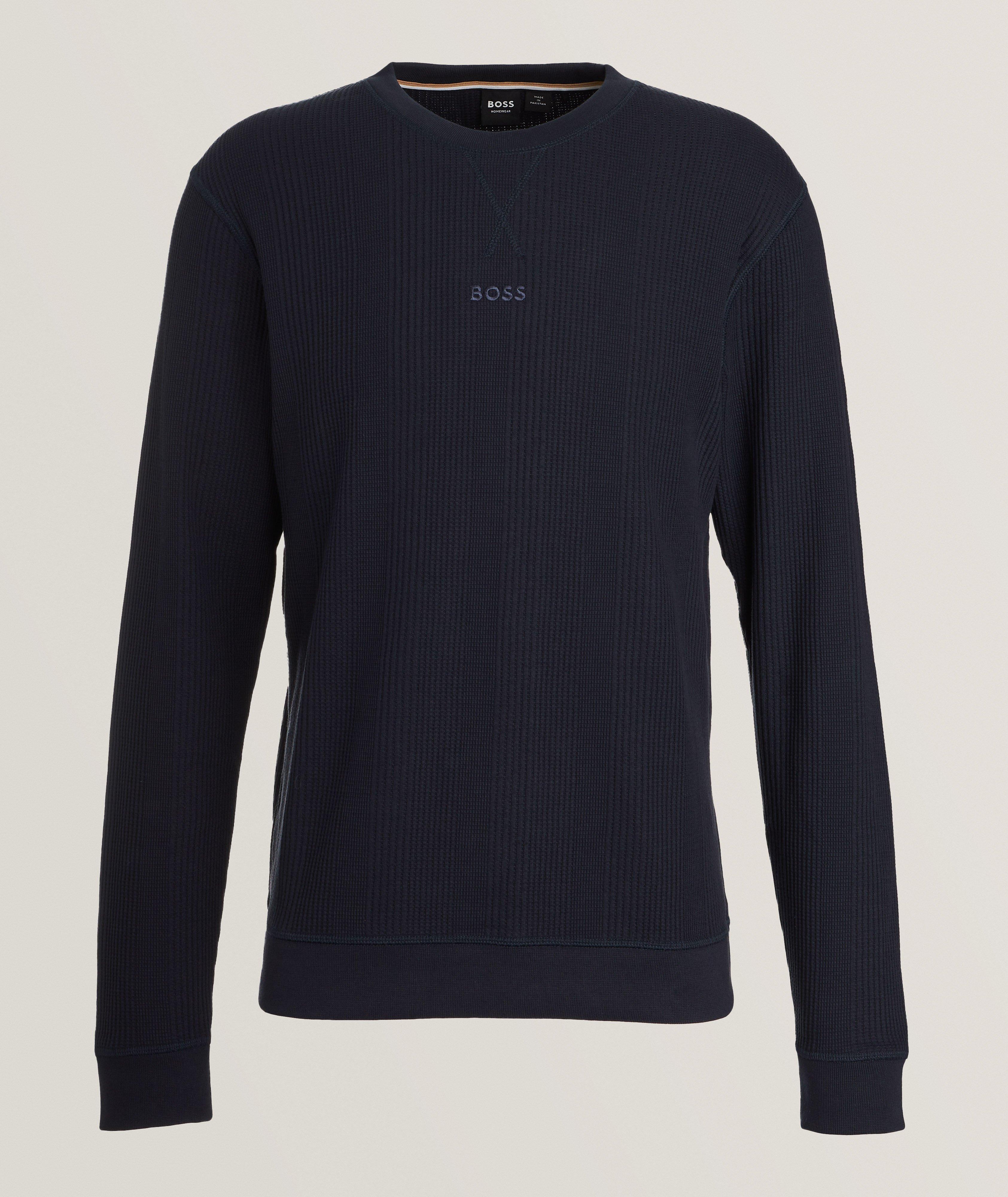 BOSS NVY LOGO RIB STRUCTURE SWEATSHIRT image 0