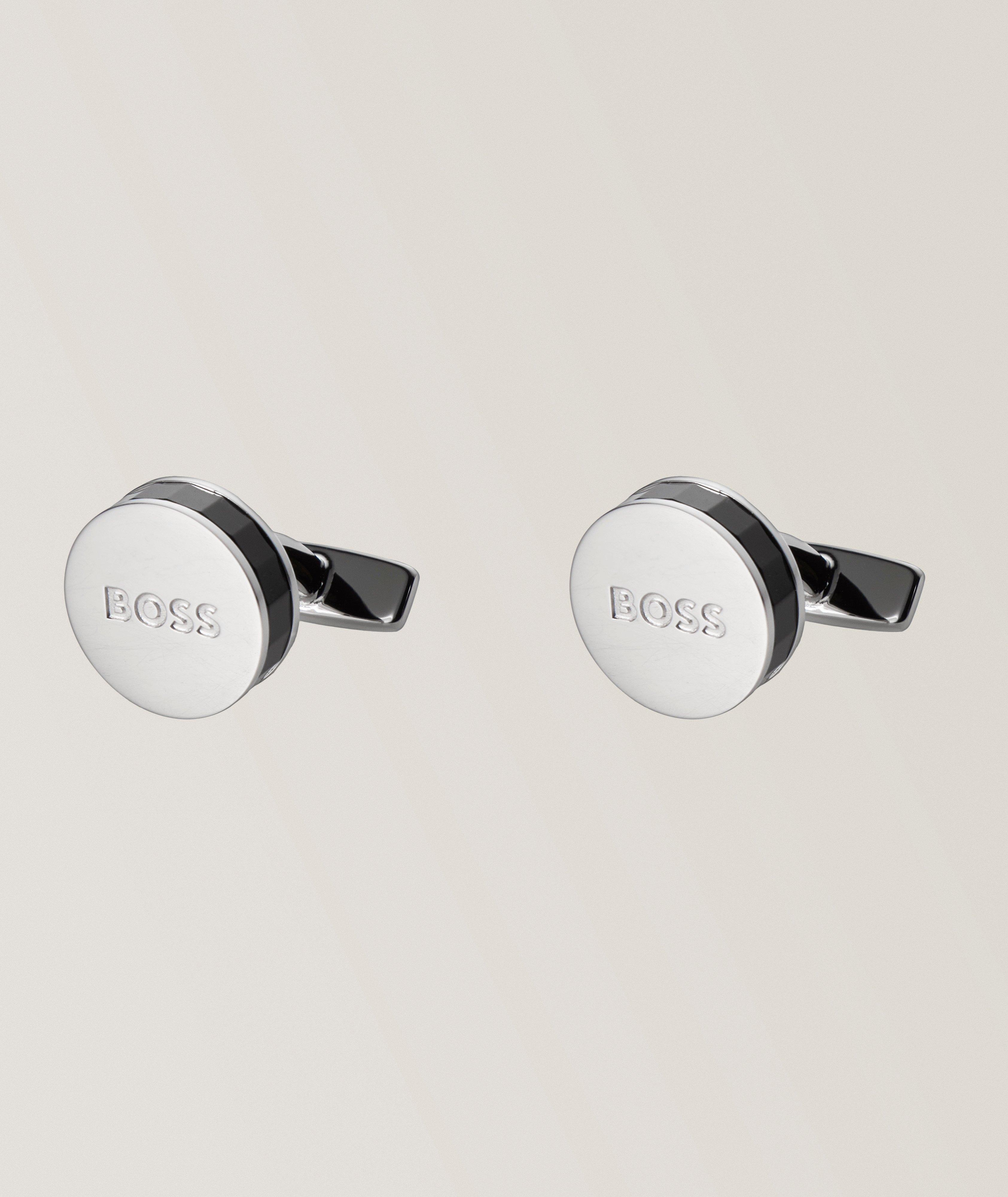 Faced Logo Round Cufflinks  image 0