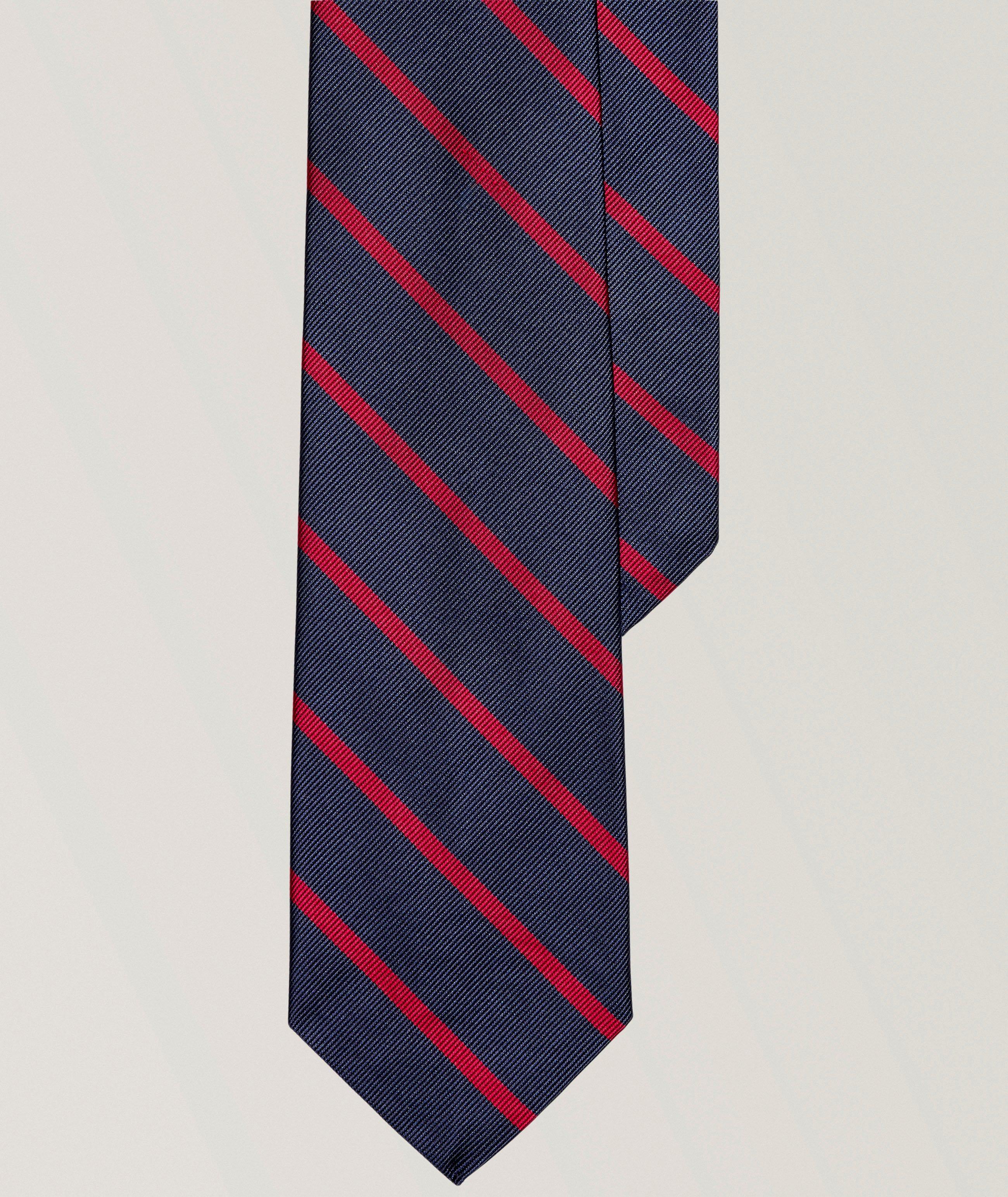 Diagonal Stripe Mulberry Silk Tie image 0