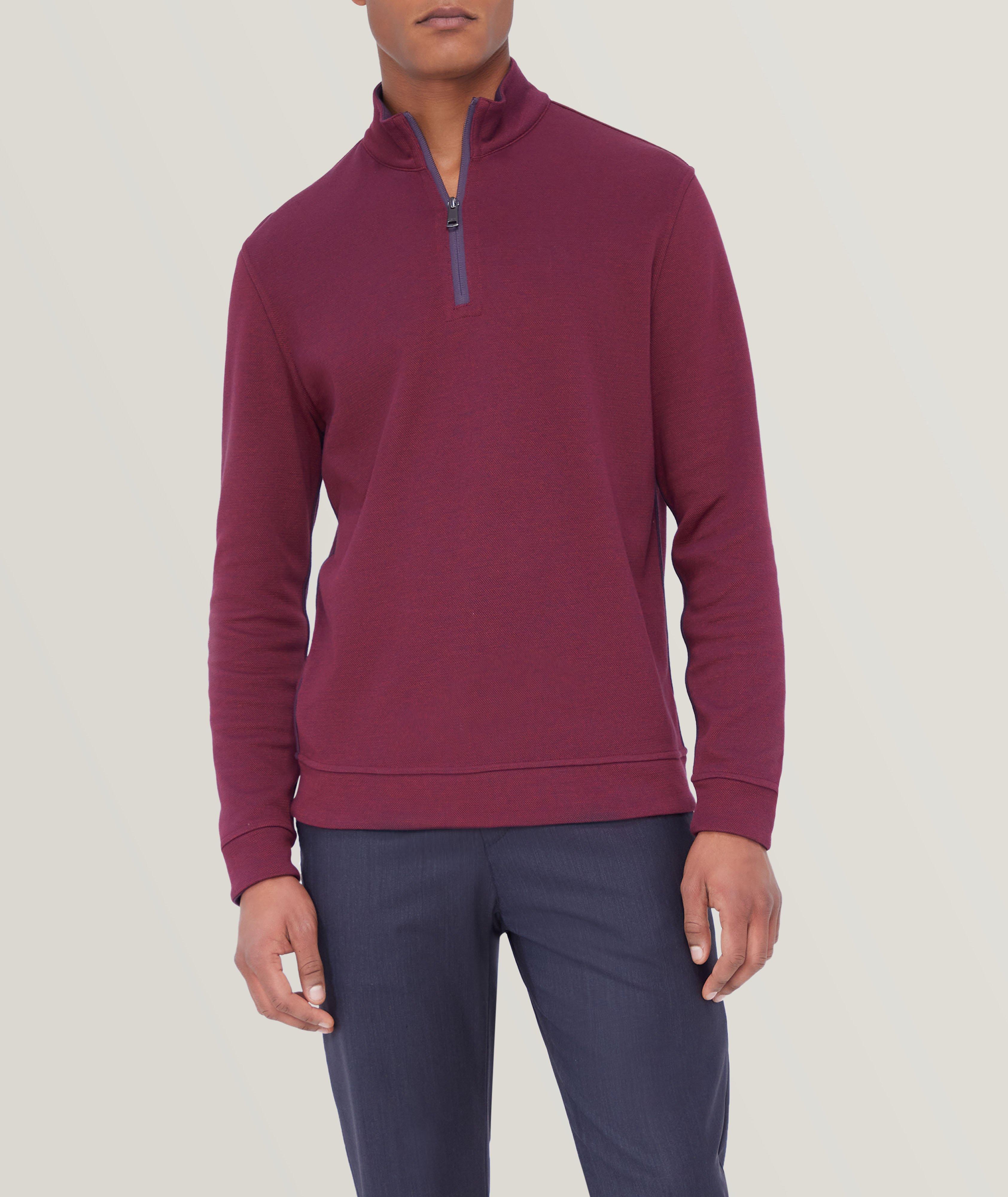 Cotton-Blend Reversible Quarter-Zip Sweater image 1