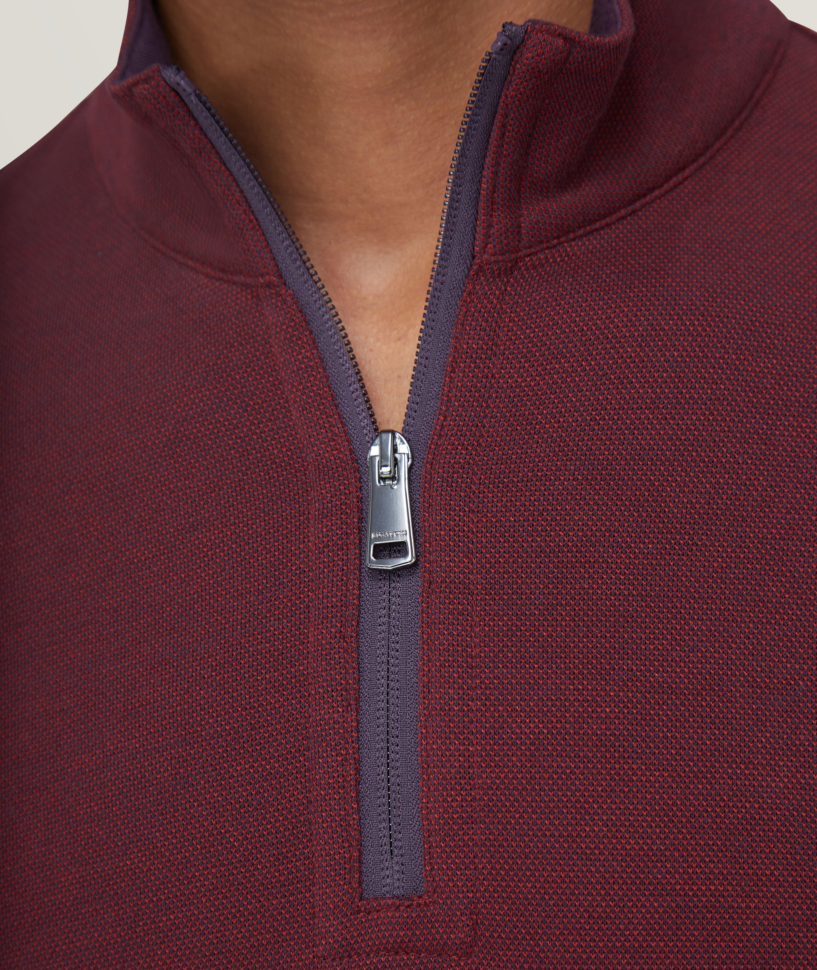 Cotton-Blend Reversible Quarter-Zip Sweater image 3