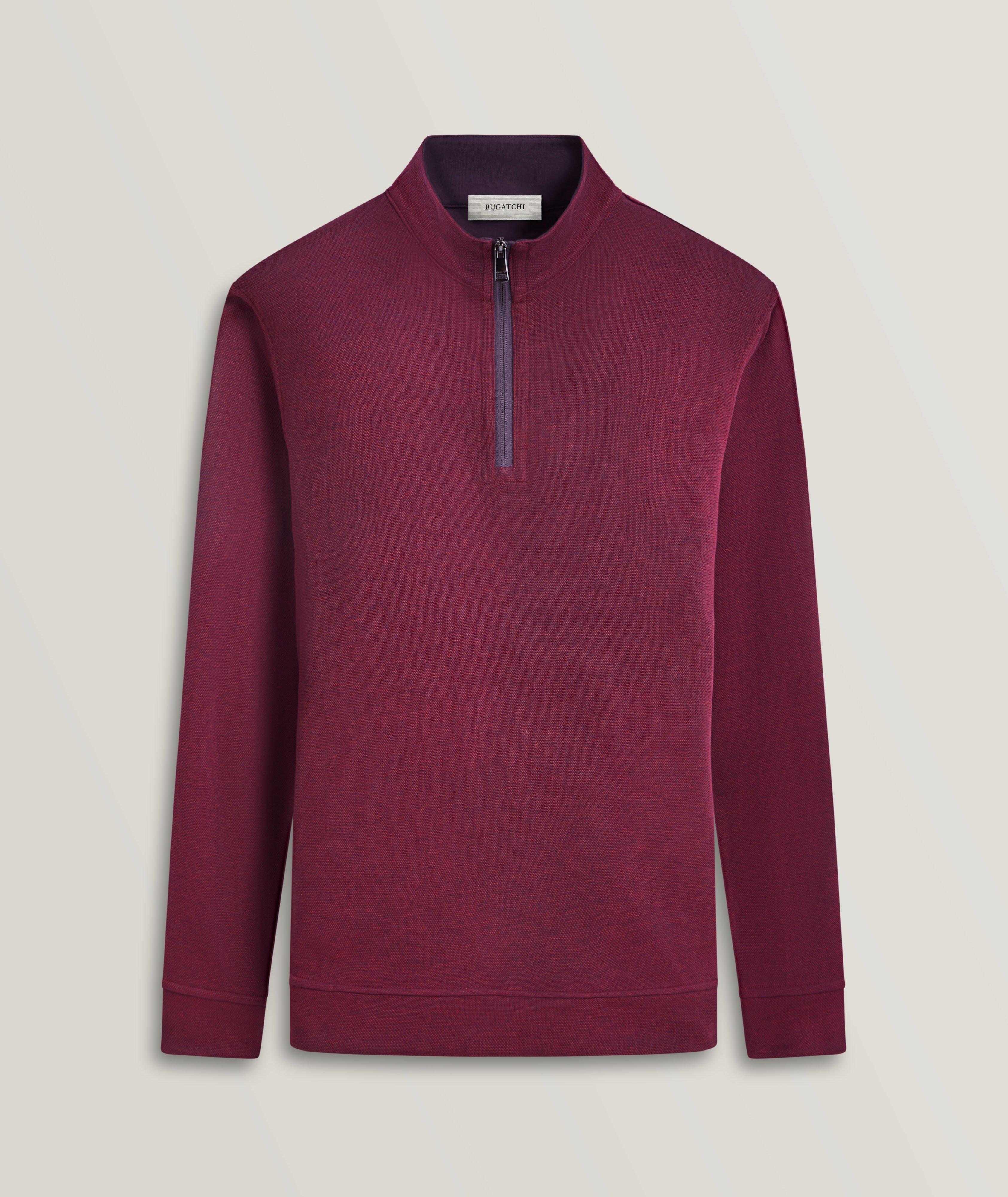 Cotton-Blend Reversible Quarter-Zip Sweater image 0