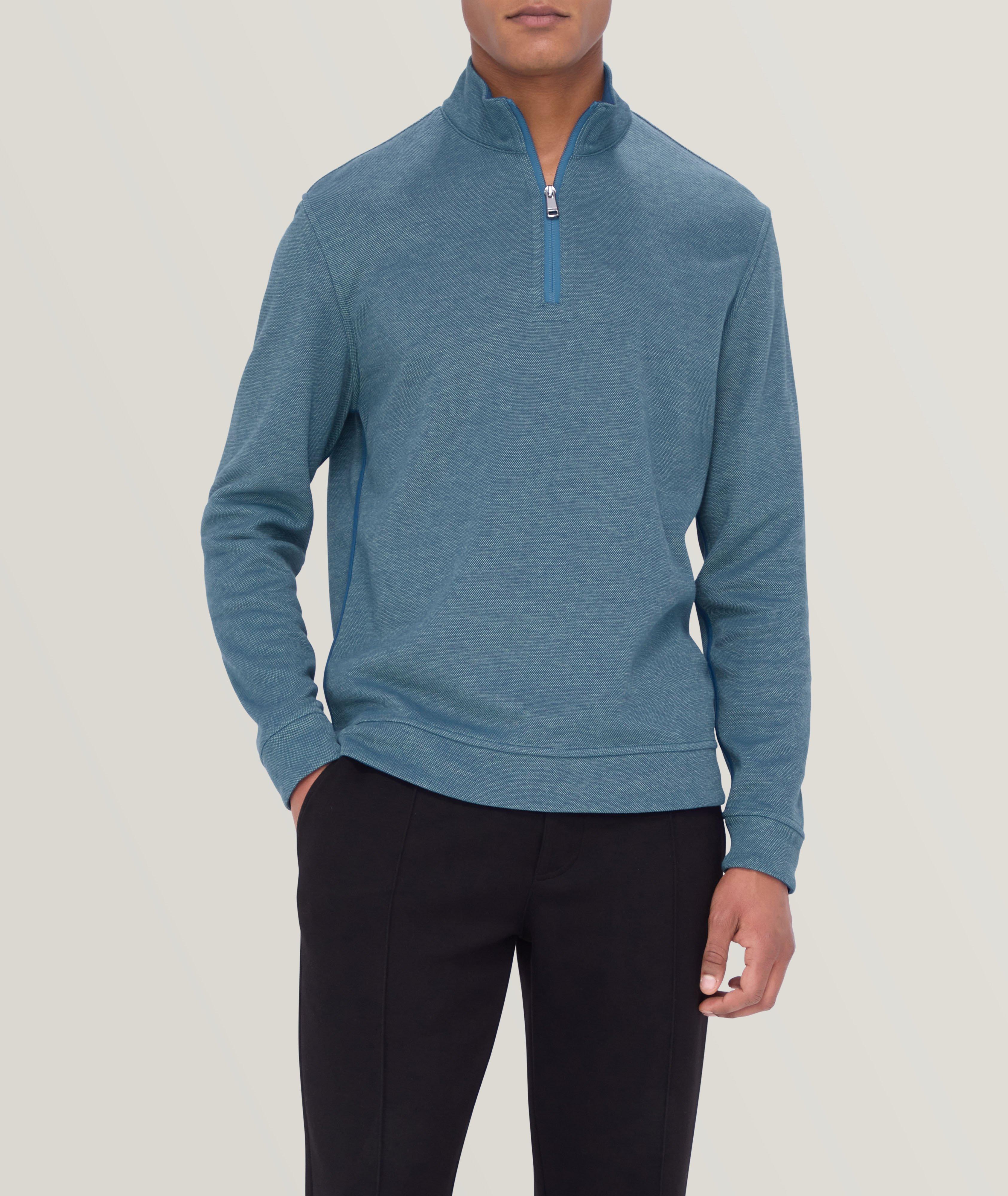 Cotton-Blend Reversible Quarter-Zip Sweater image 1