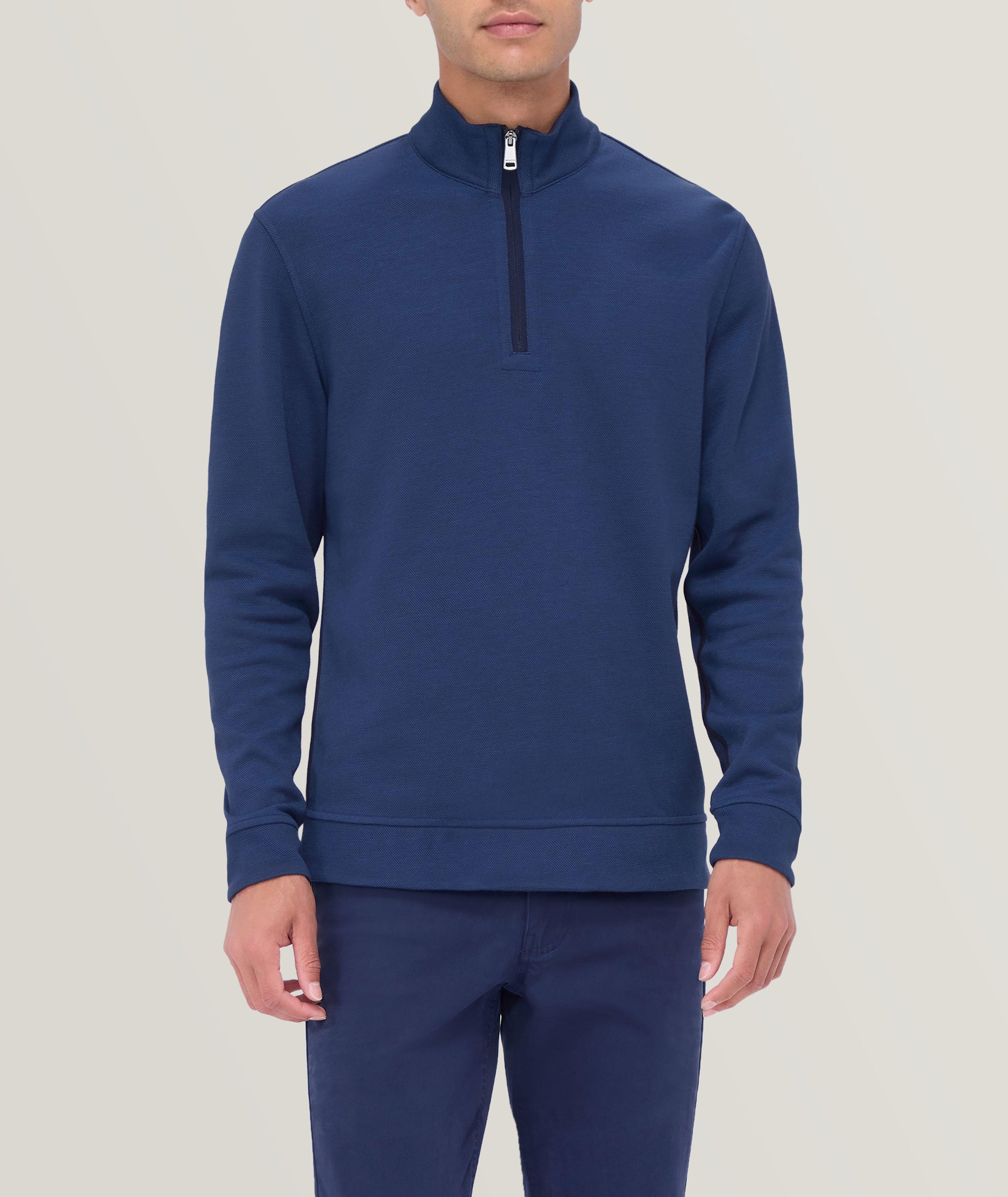 Cotton-Blend Reversible Quarter-Zip Sweater image 1