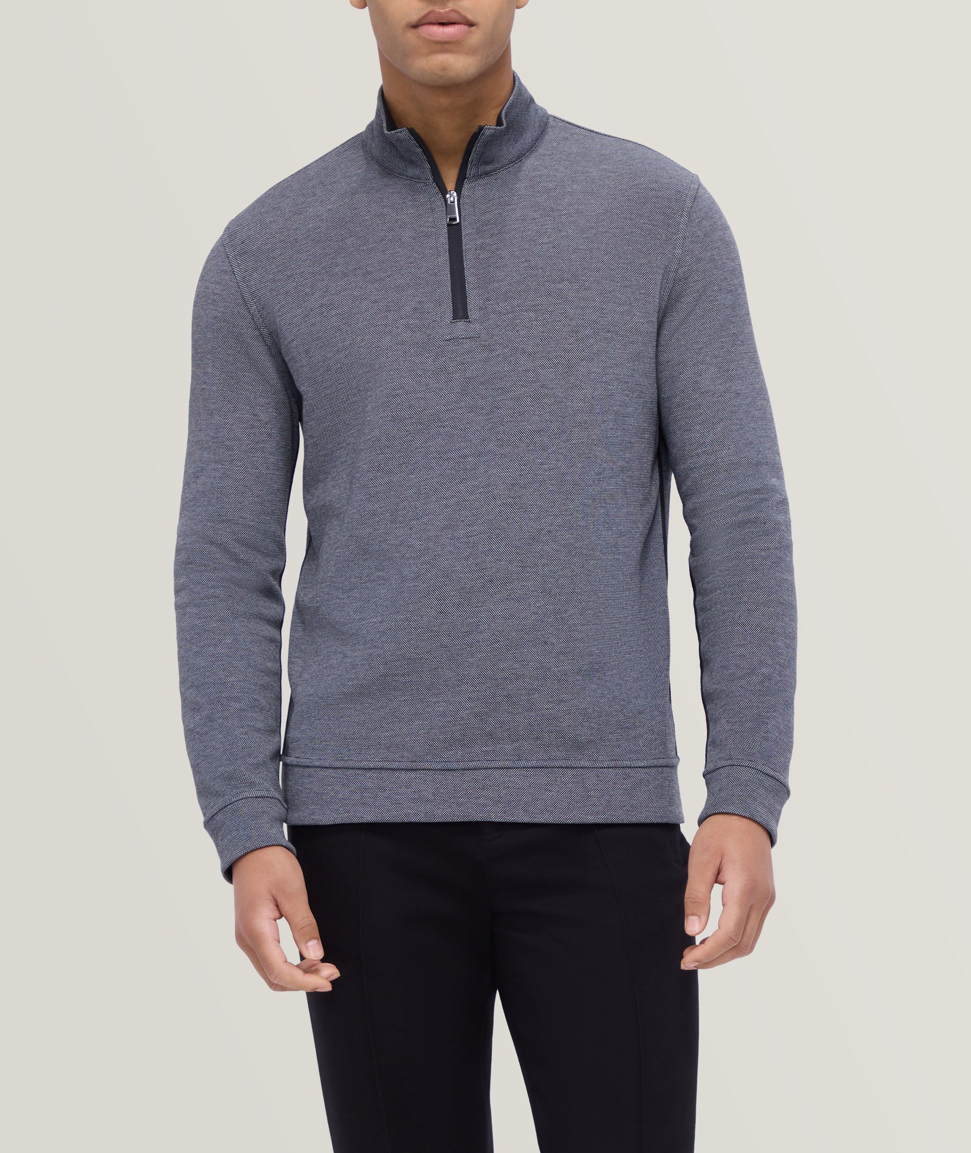 Cotton-Blend Reversible Quarter-Zip Sweater image 1