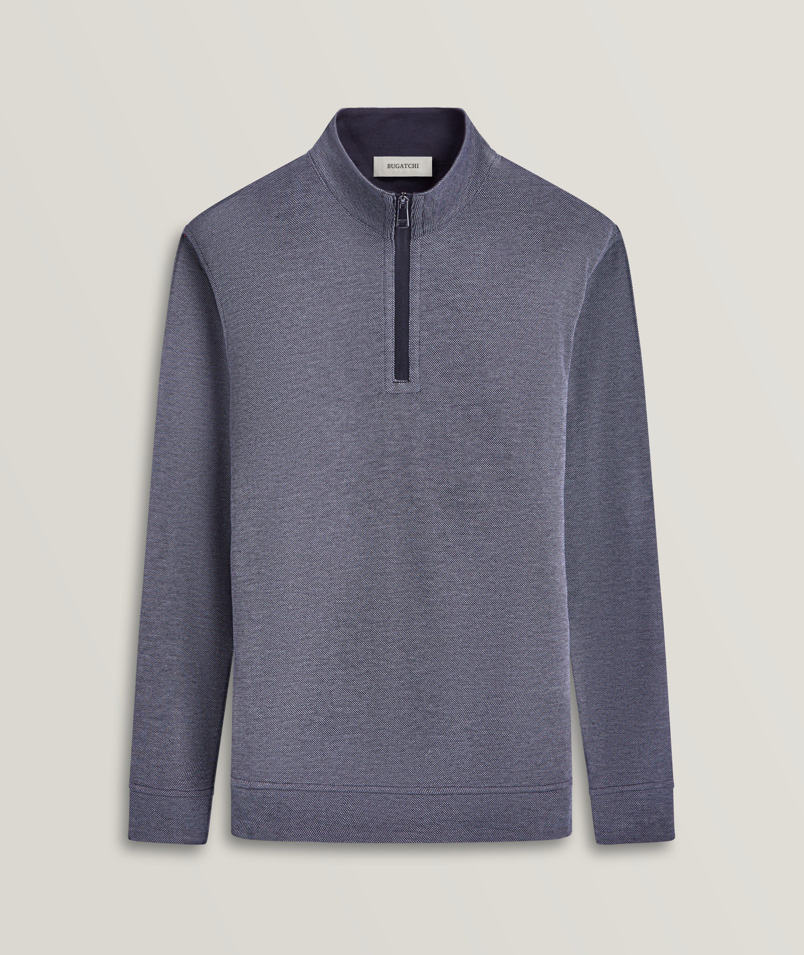 Cotton-Blend Reversible Quarter-Zip Sweater image 0