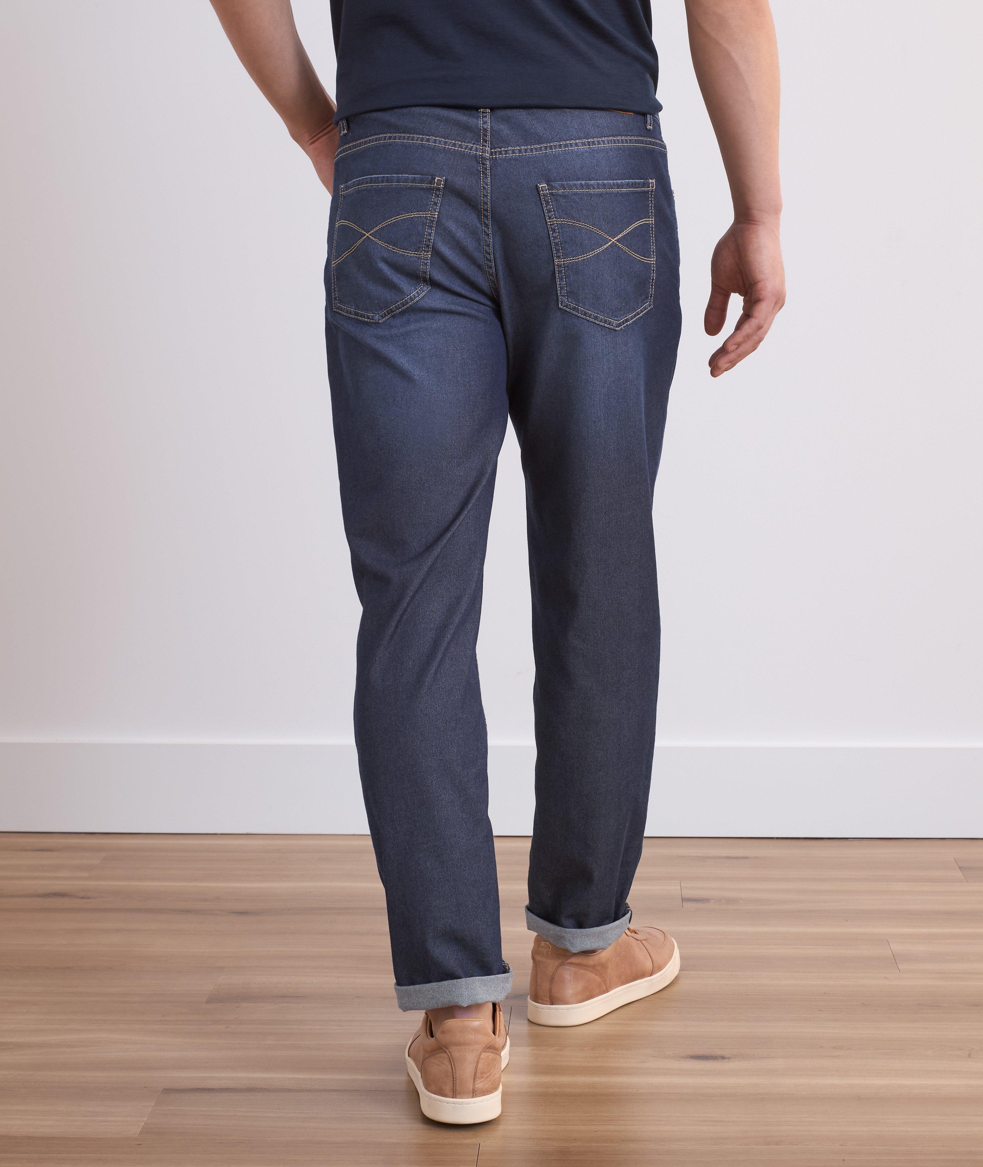 Traditional-Fit Cotton & Silk-Blend Jeans image 3