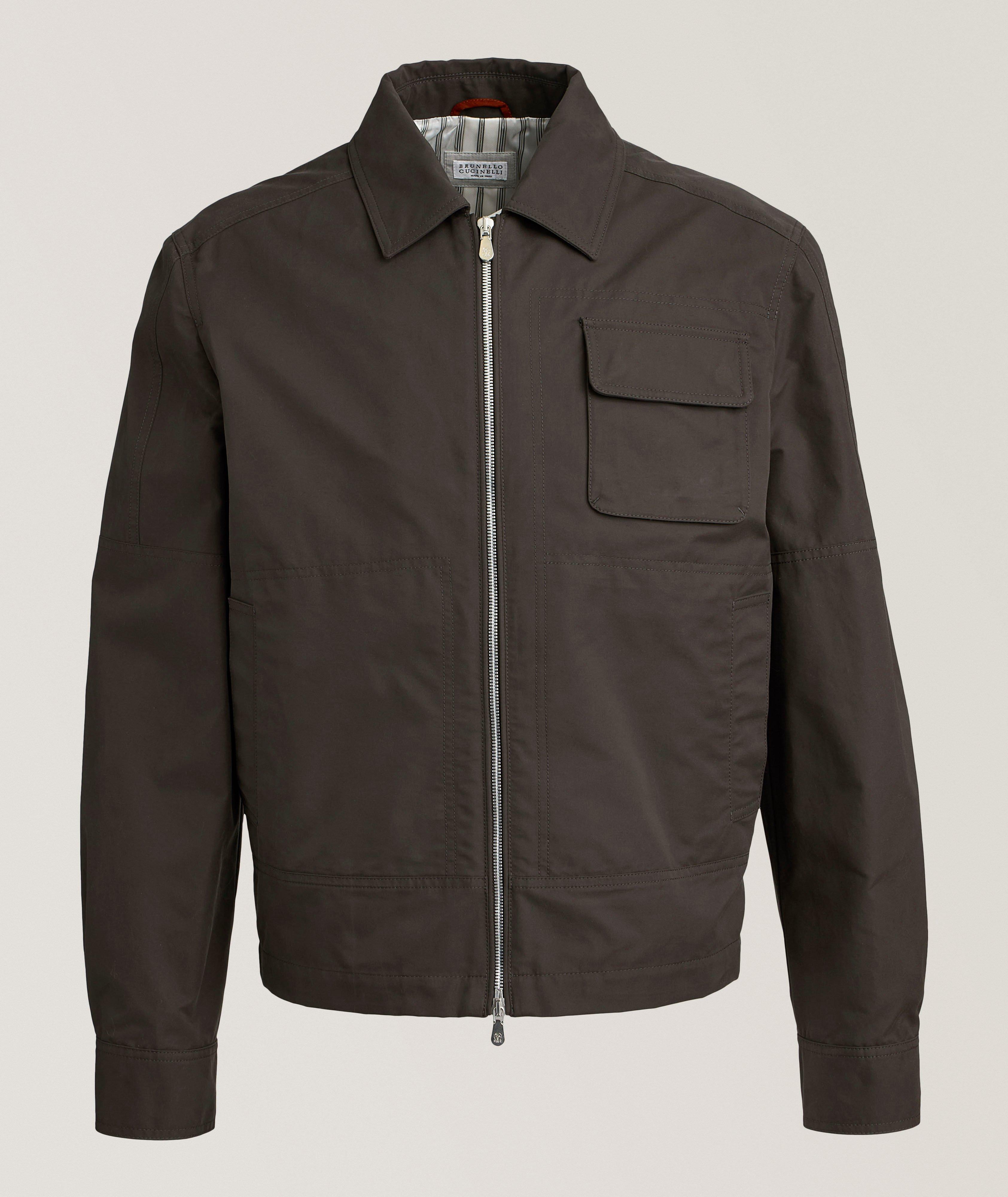 DARK BROWN COTTON MECHANICS JACKET image 0