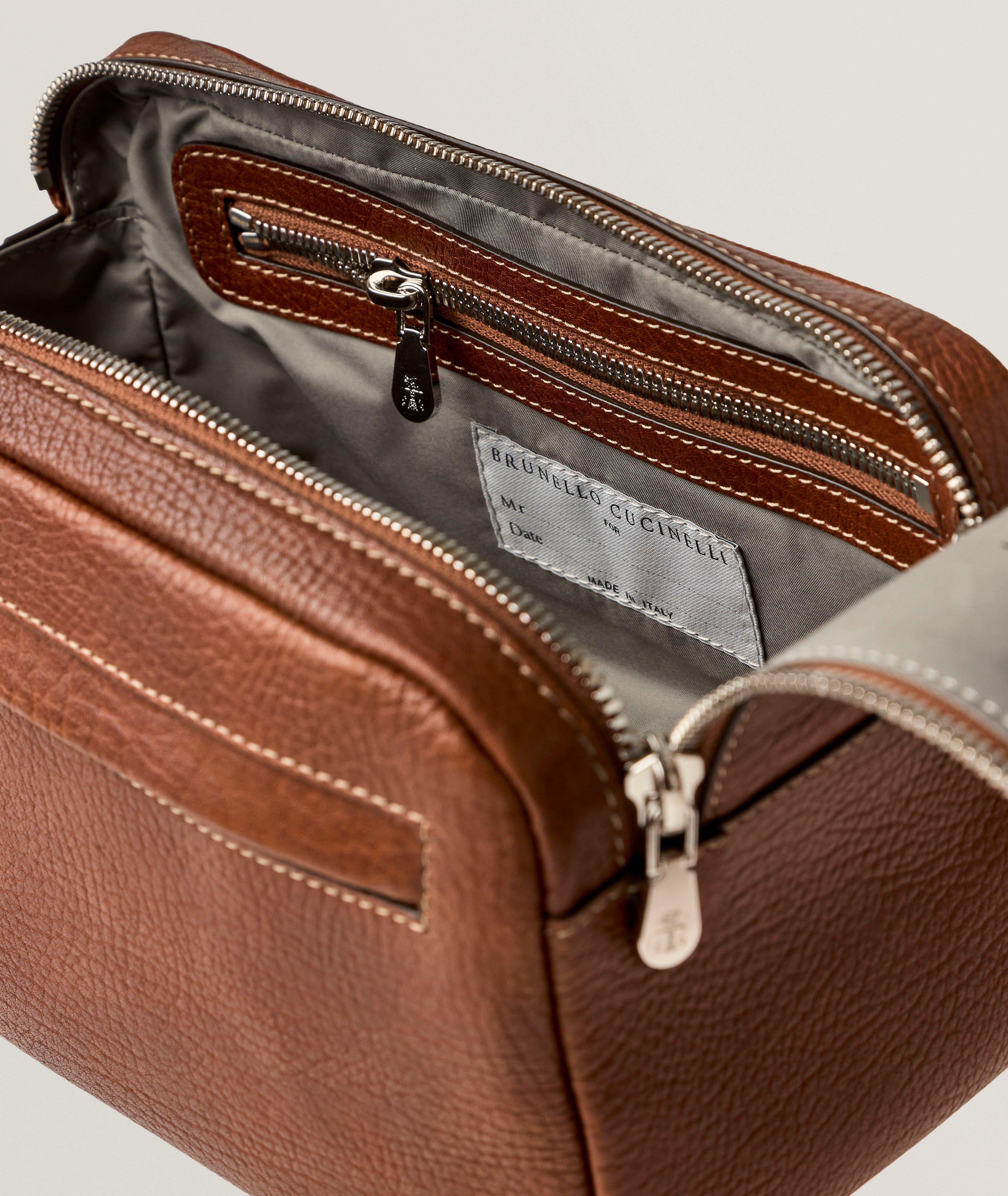 Grained Leather Double-Zip Toiletry Bag  image 2