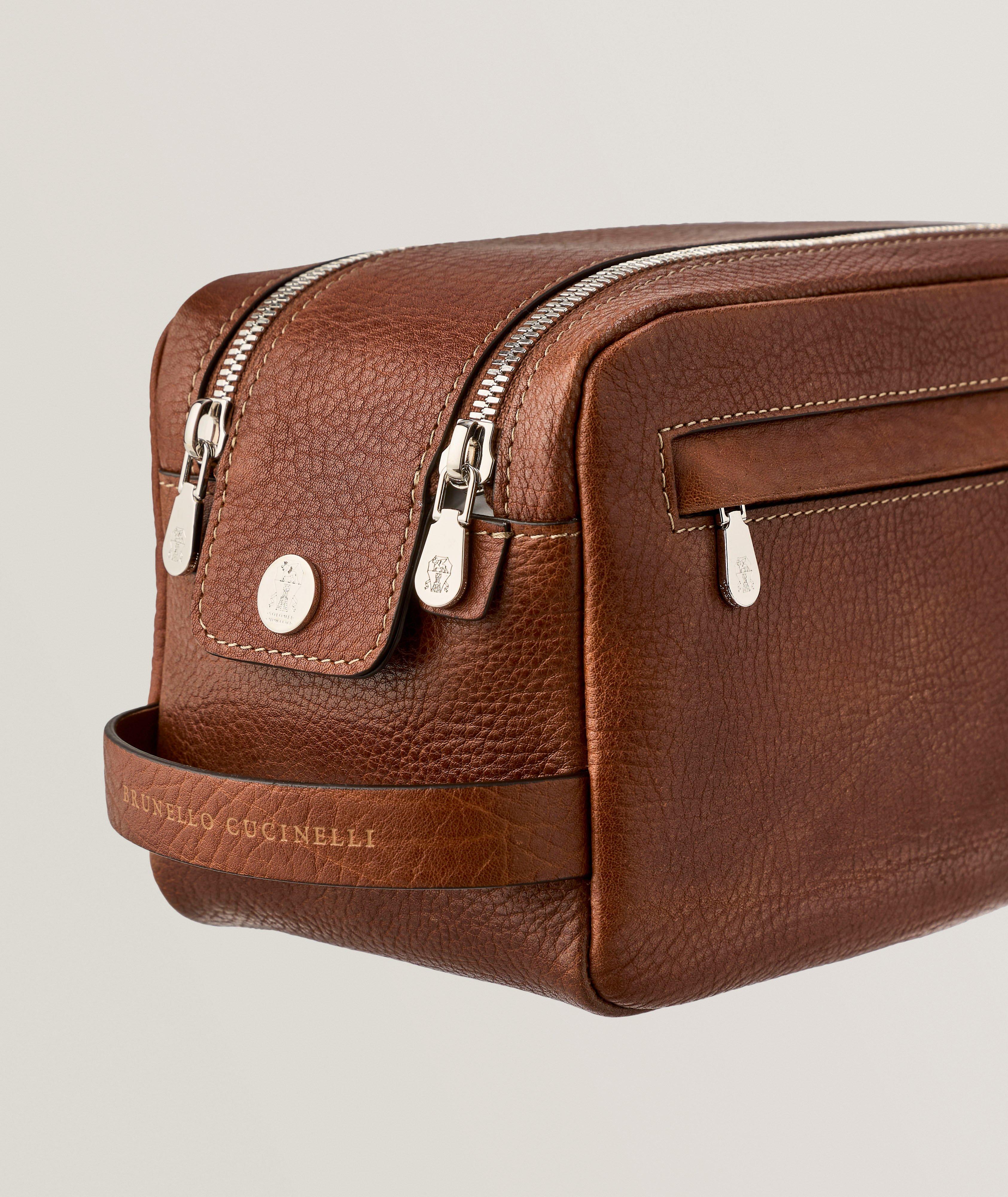 Grained Leather Double-Zip Toiletry Bag  image 3