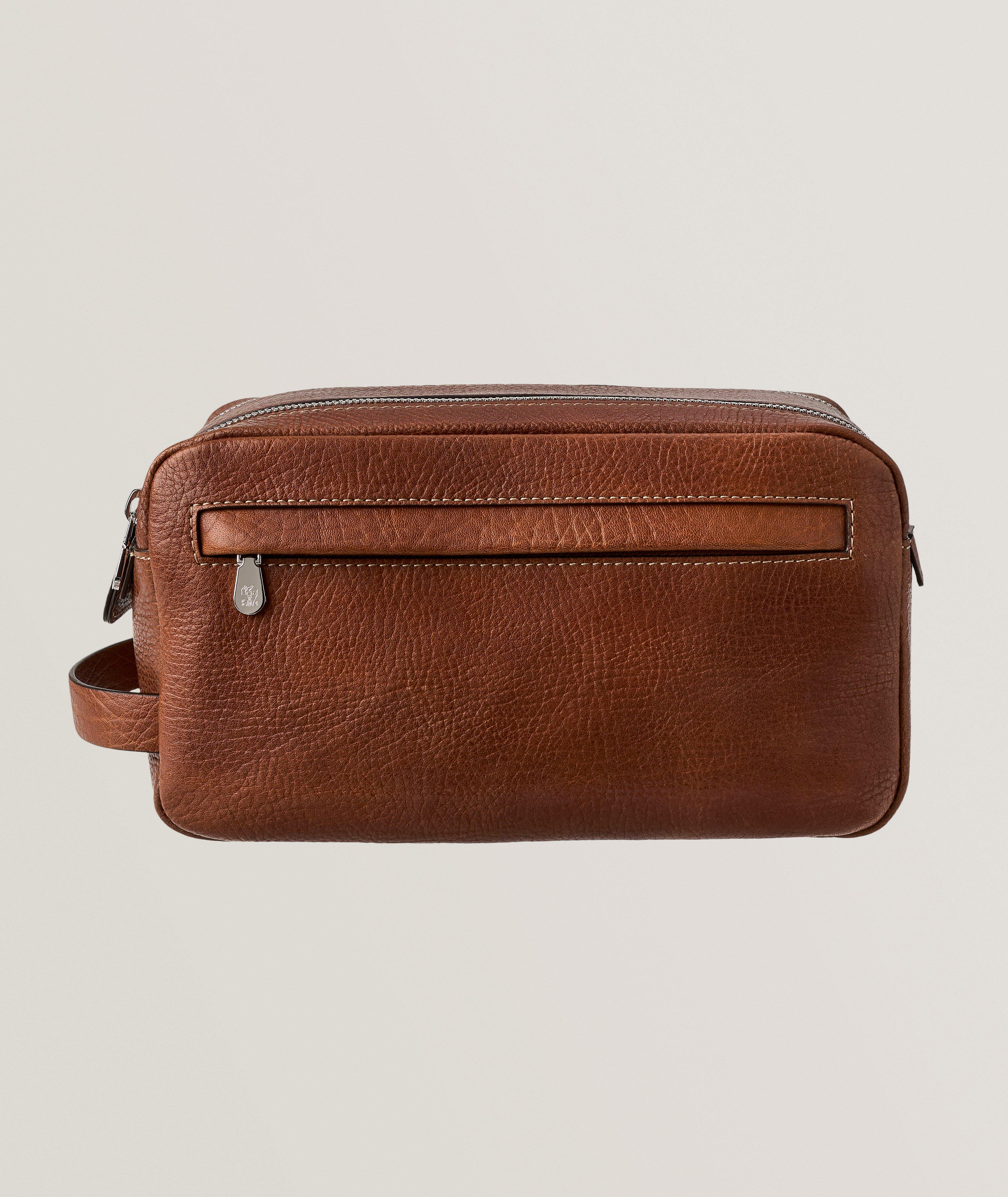 Grained Leather Double-Zip Toiletry Bag  image 0