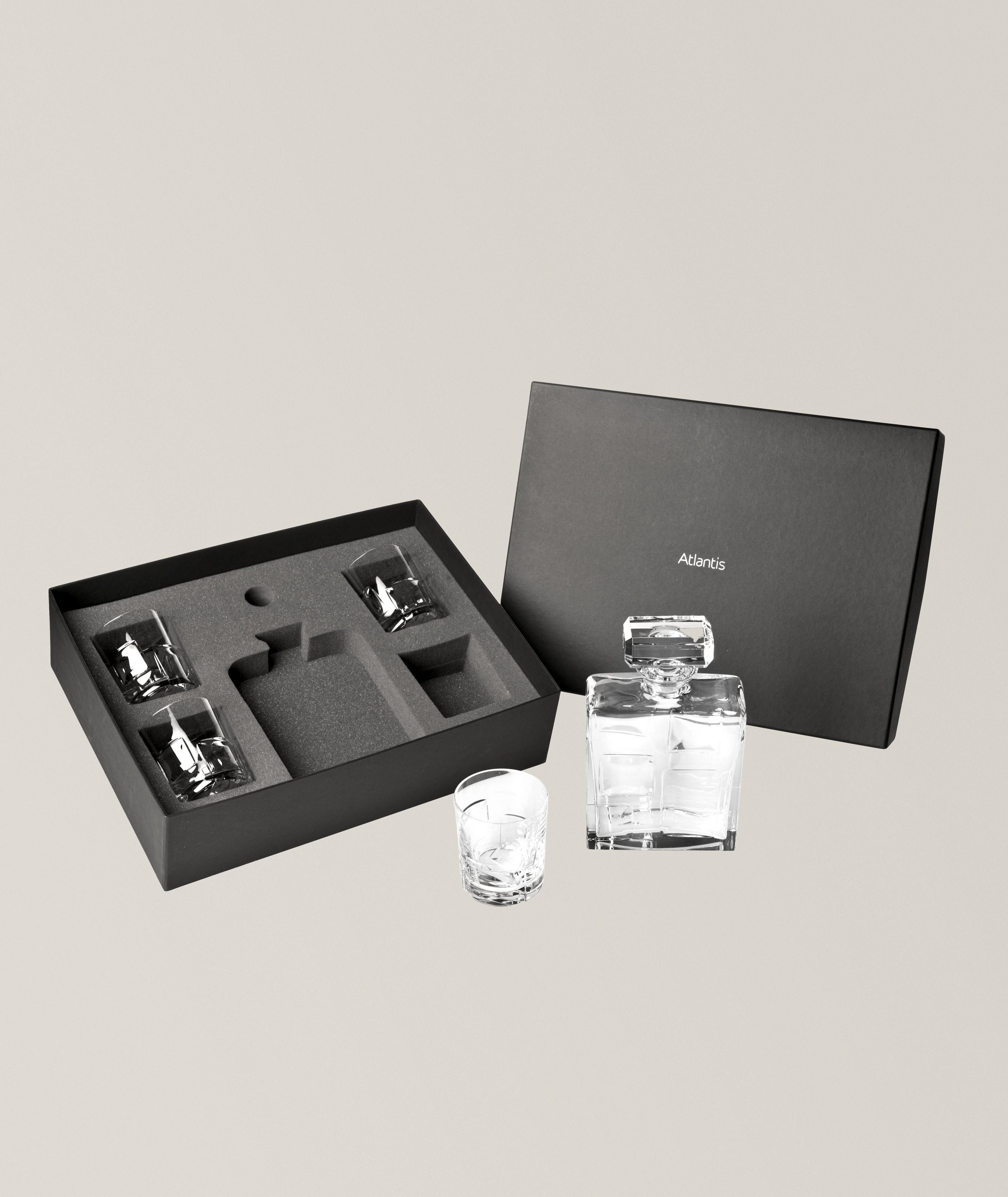 Vista Alegre Ensemble, quatre verres et un décanteur à whisky en cristal, collection Portrait