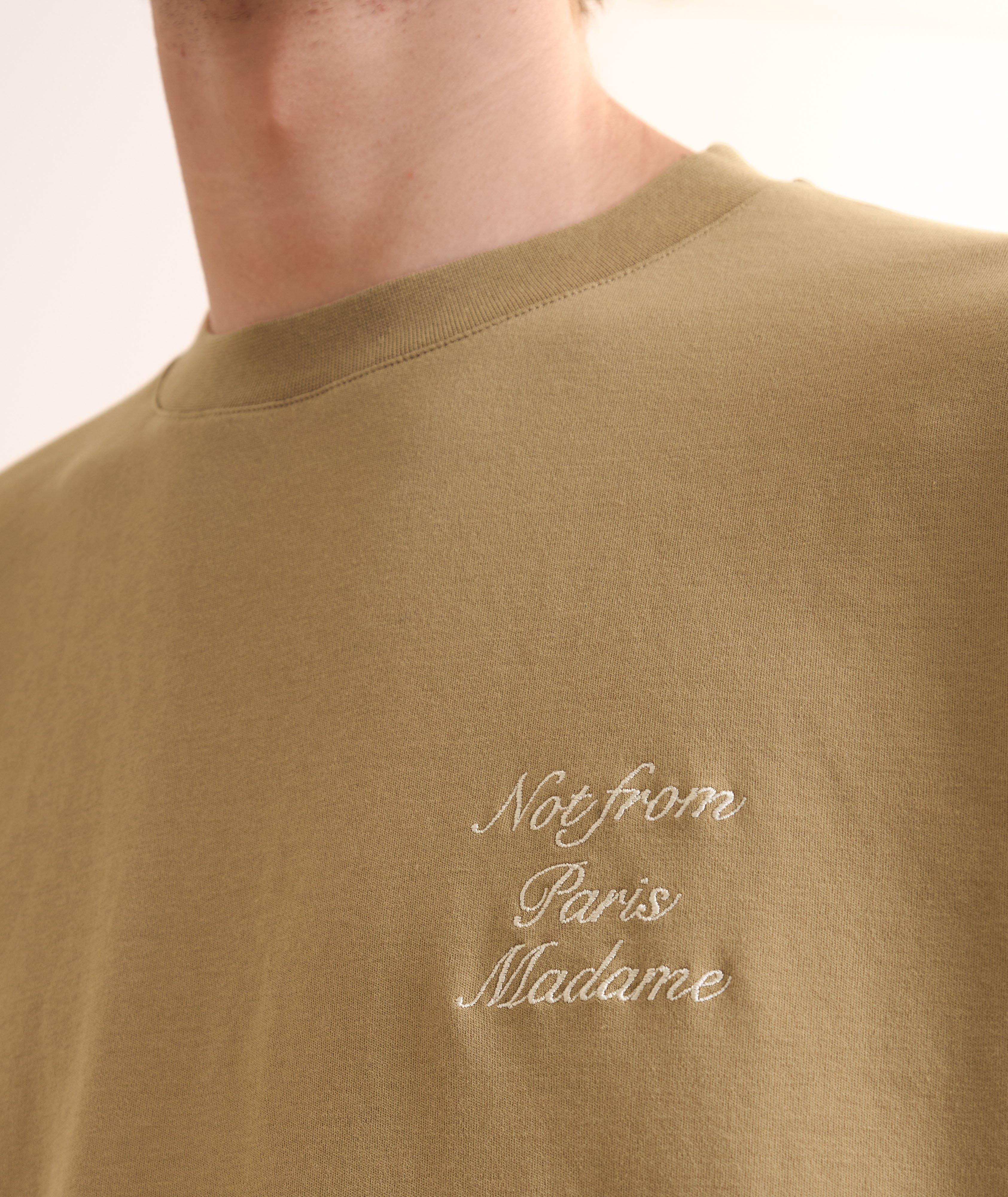 Embroidered Slogan Cotton T-Shirt image 3