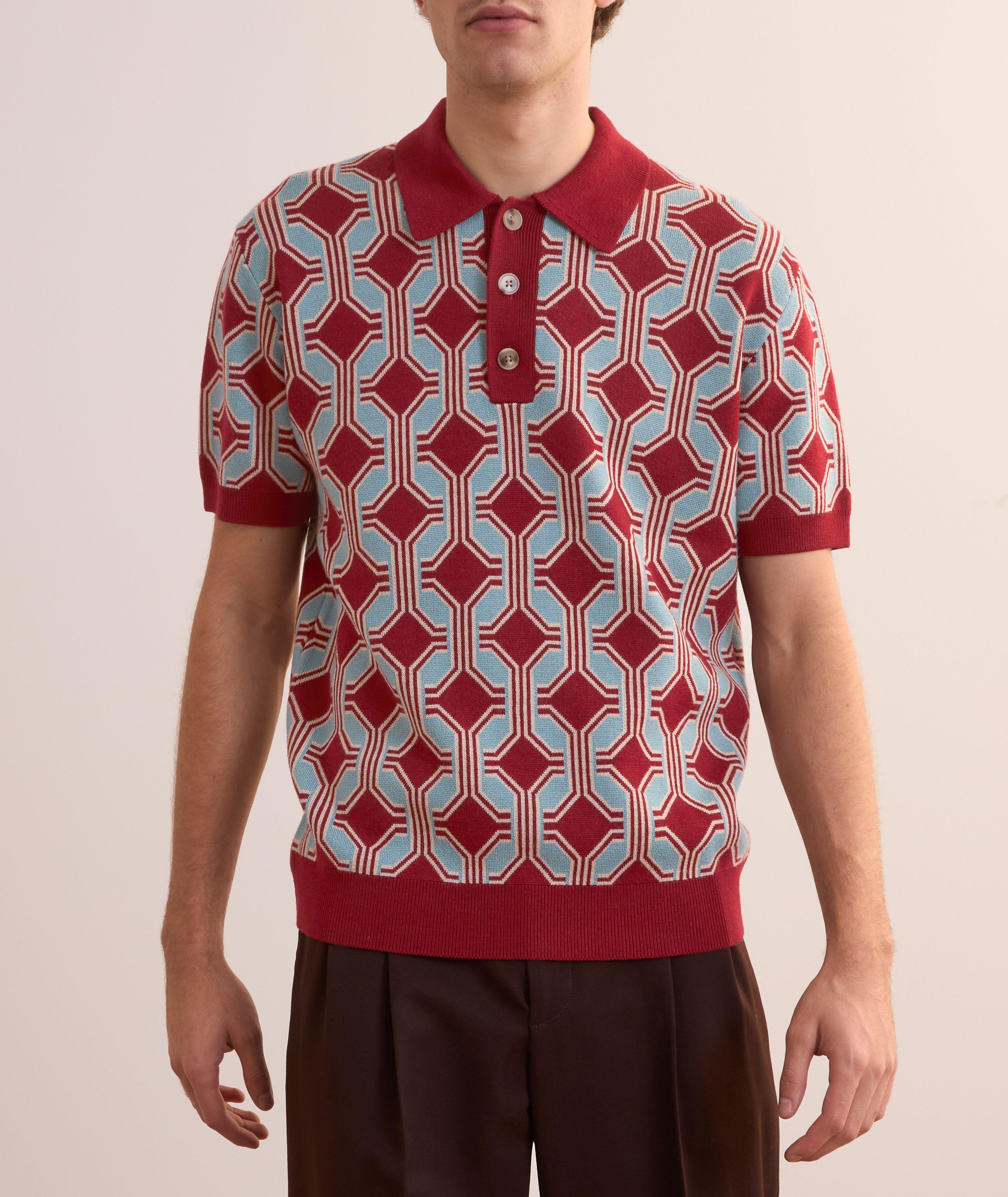 Geometric Merino Wool Polo image 1