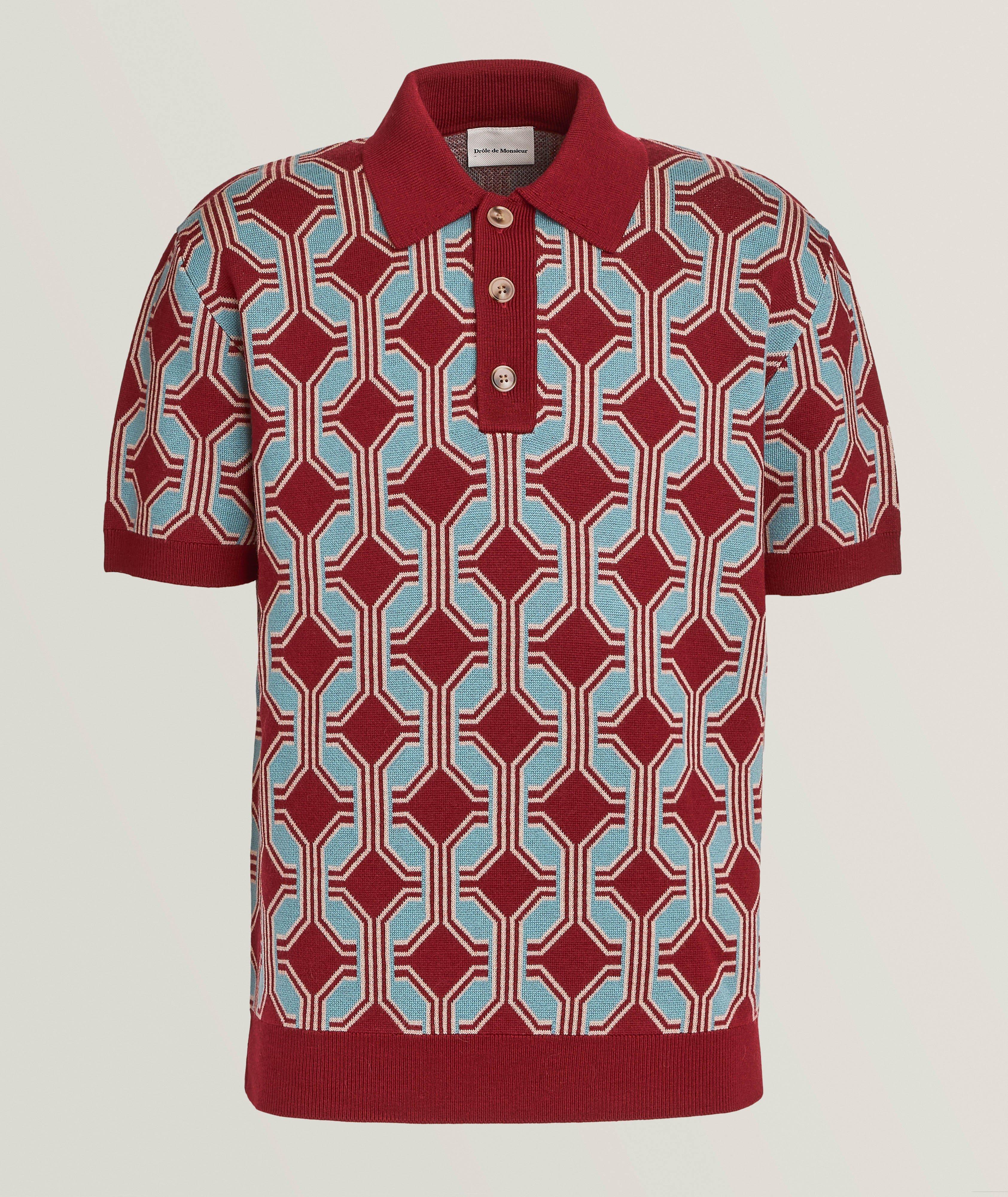 Geometric Merino Wool Polo image 0