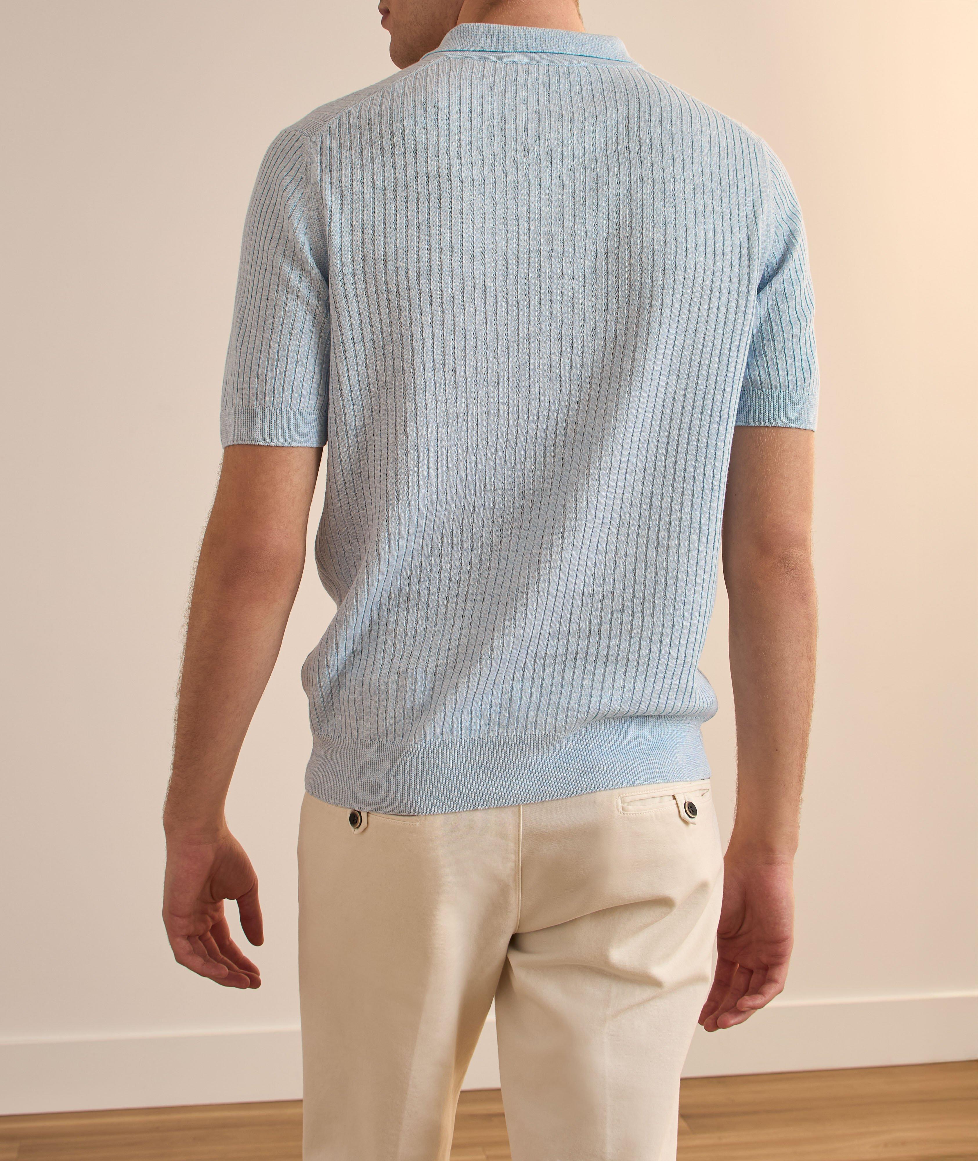 Linen-Cotton Ribbed Knit Polo image 2