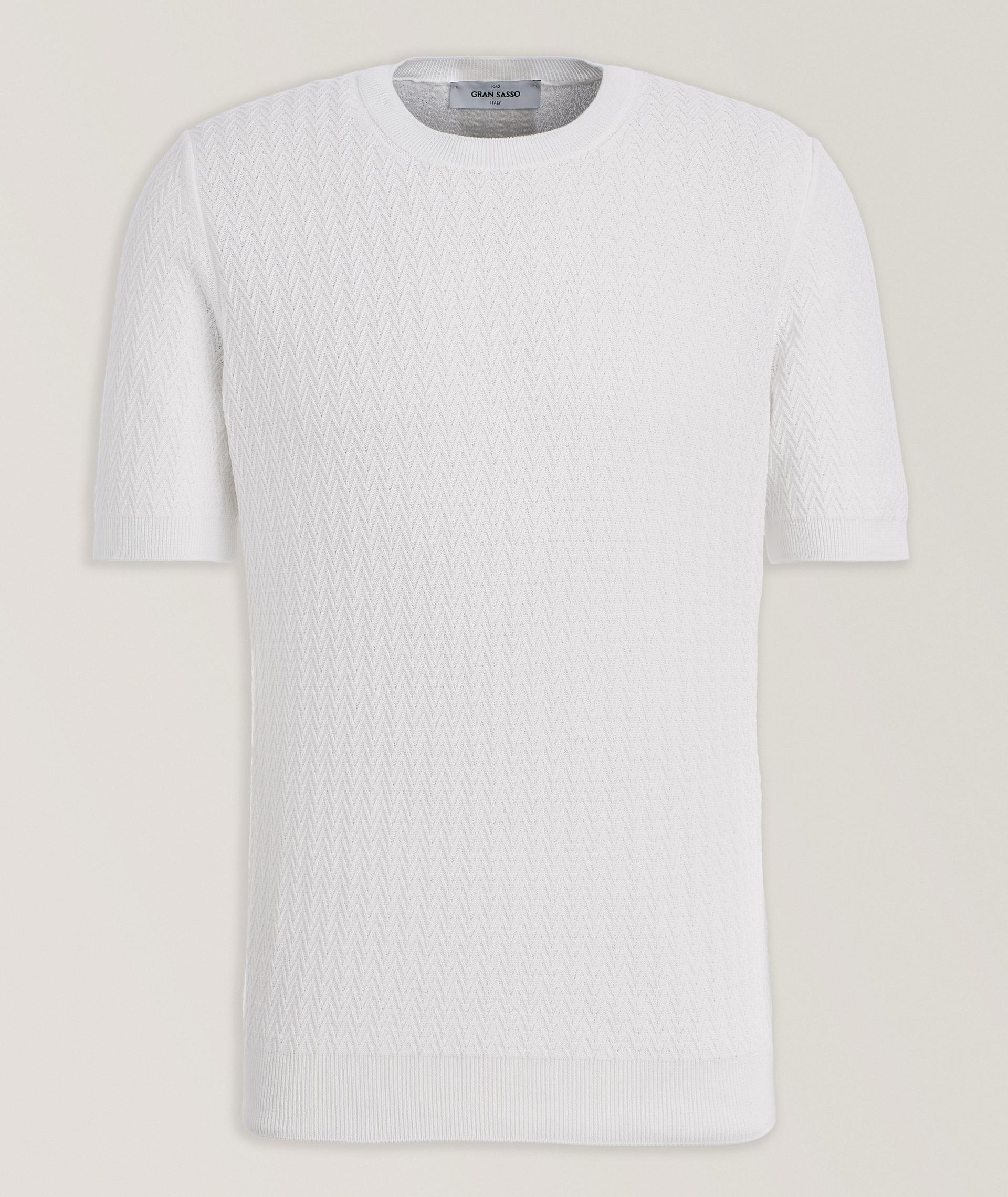 Zig-Zag Cotton Knit Sweater   image 0