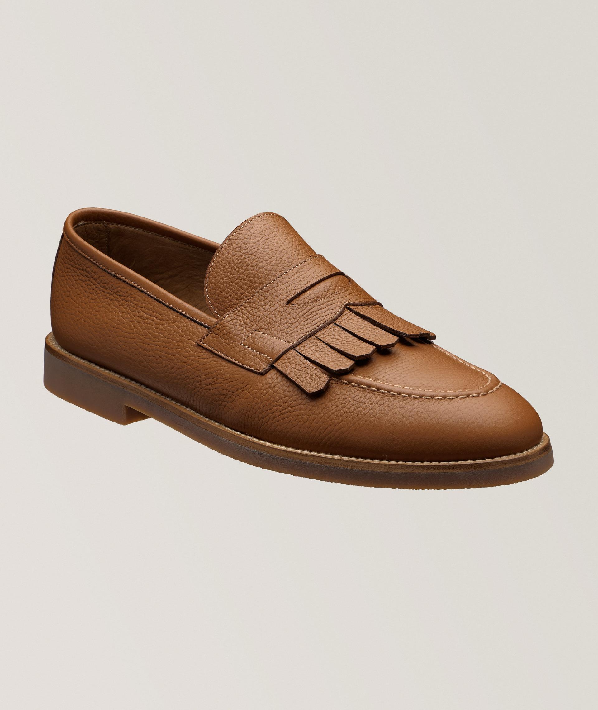 Flâneur en cuir grenu à patte écossaise image 0