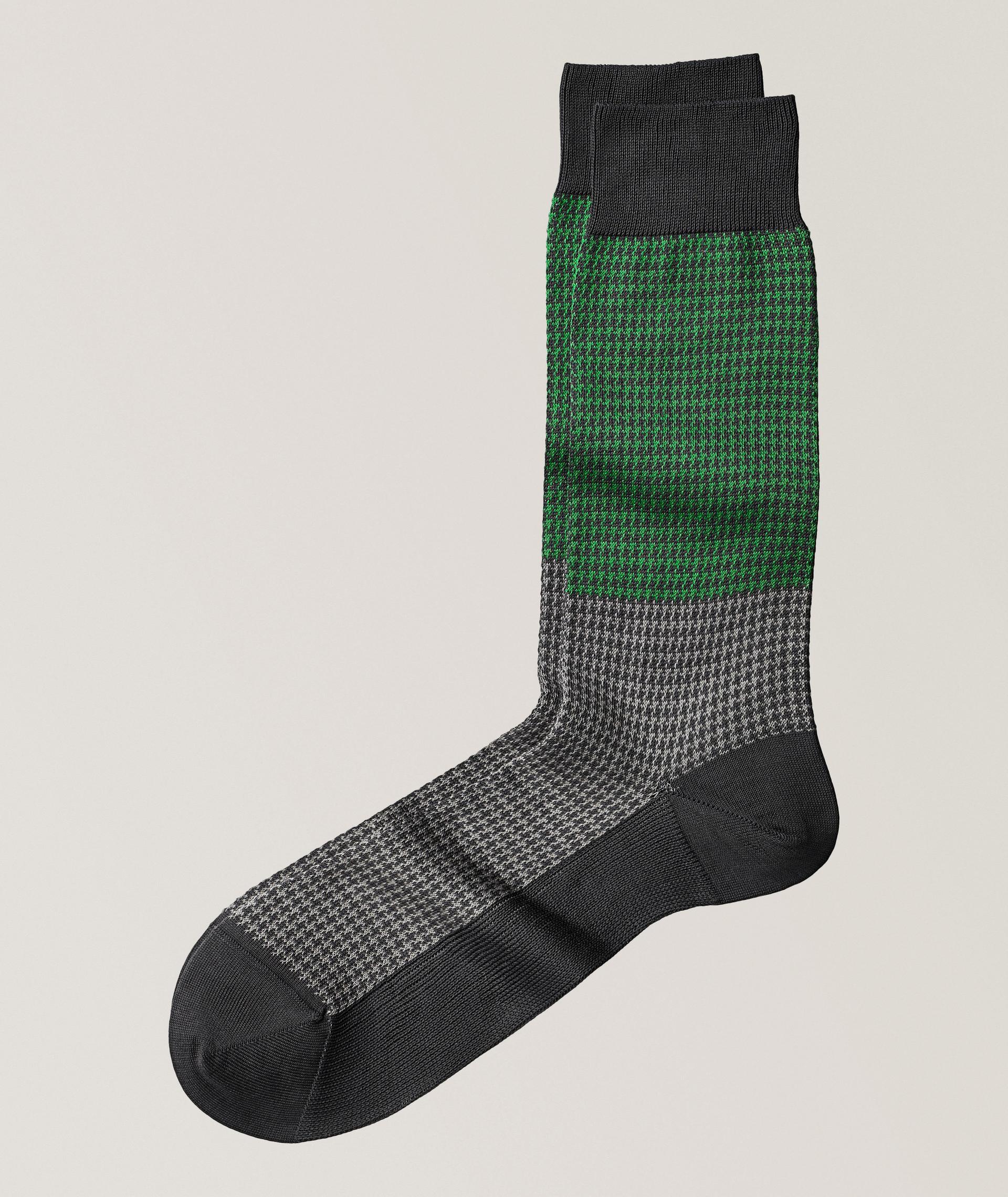 Bi-Colour Houndstooth Stretch-Cotton Socks image 0