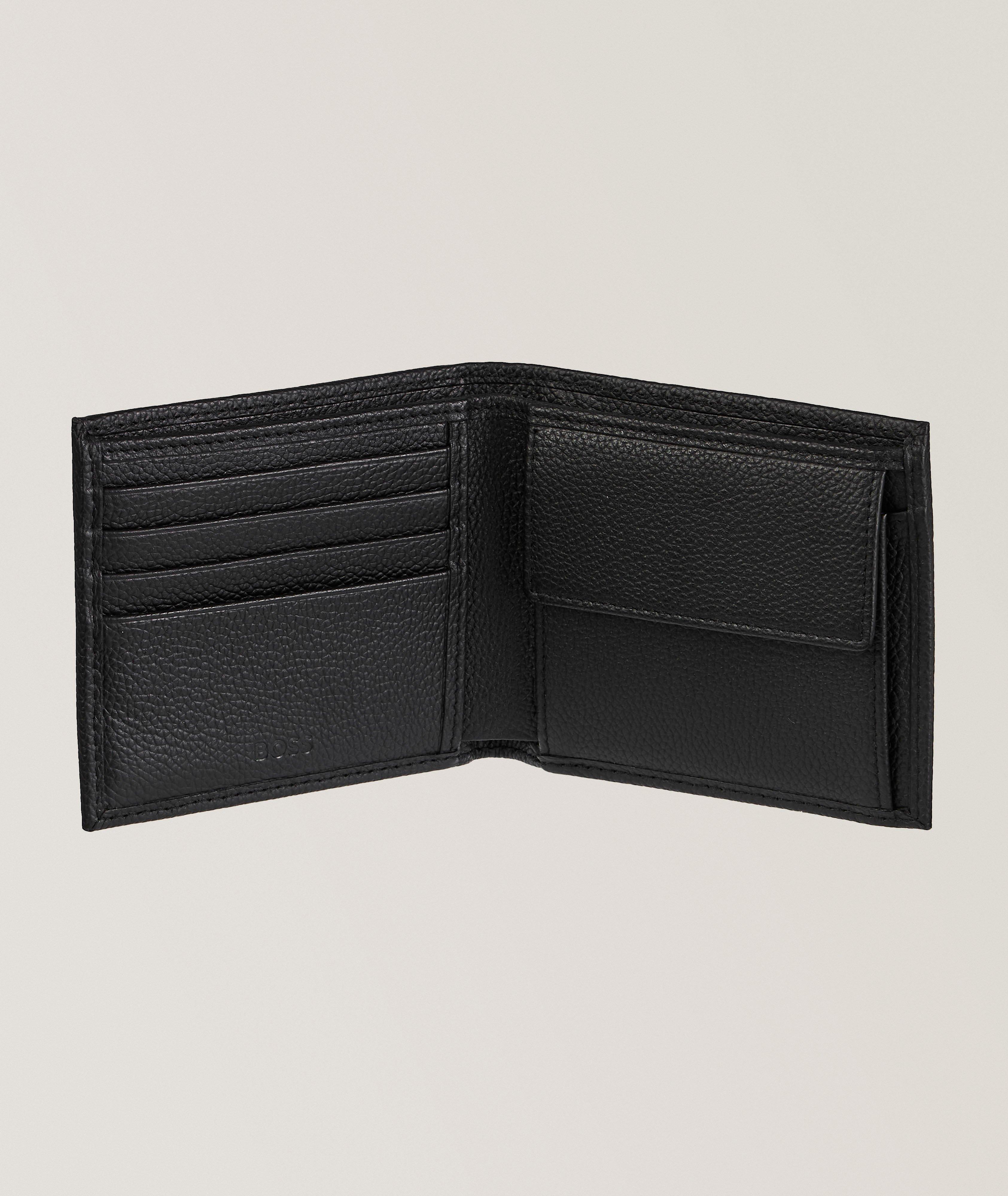 Two-Piece Grained Leather Bifold & Keyring Set image 1