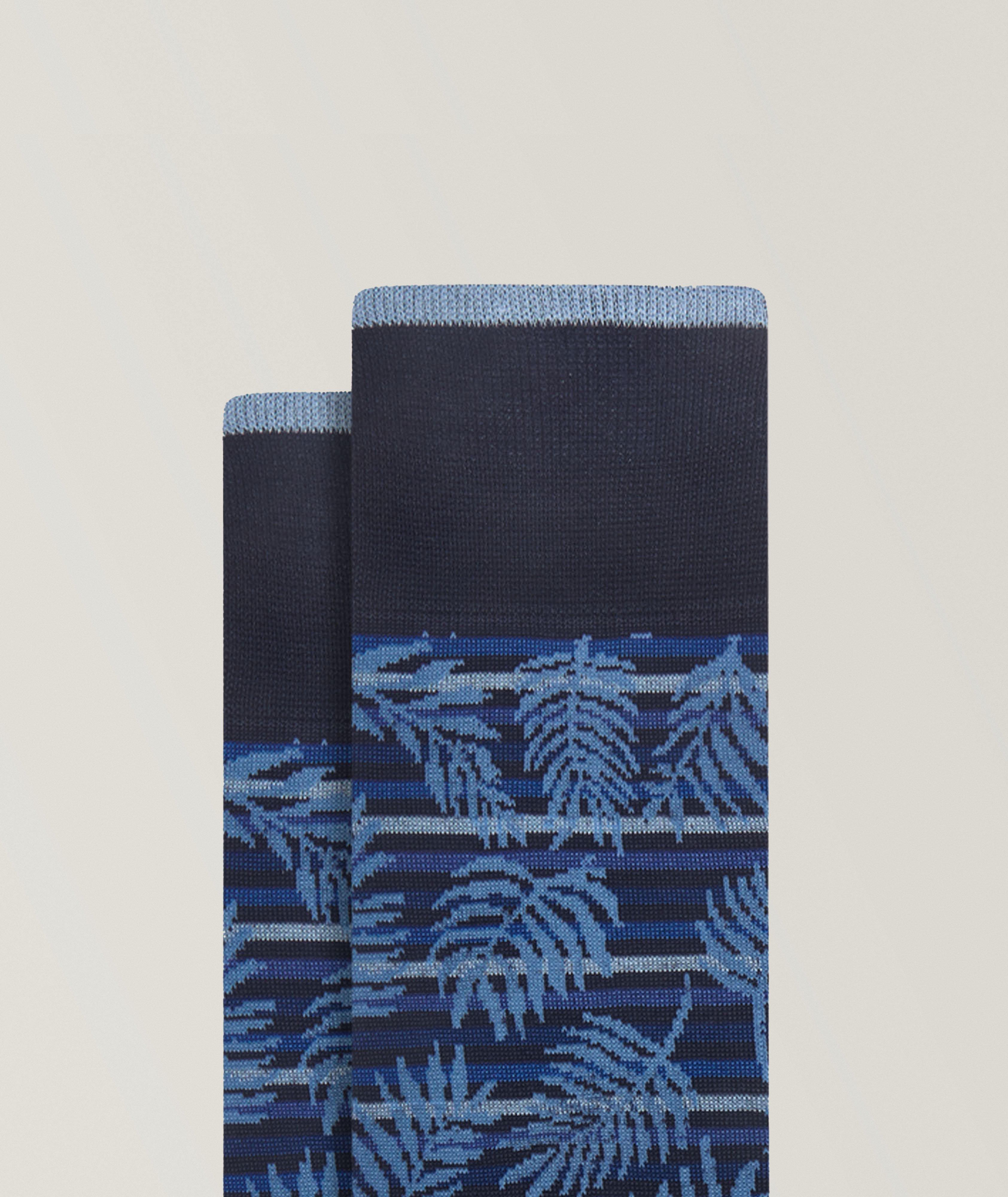 Palm-Stripe Stretch-Cotton Socks image 1