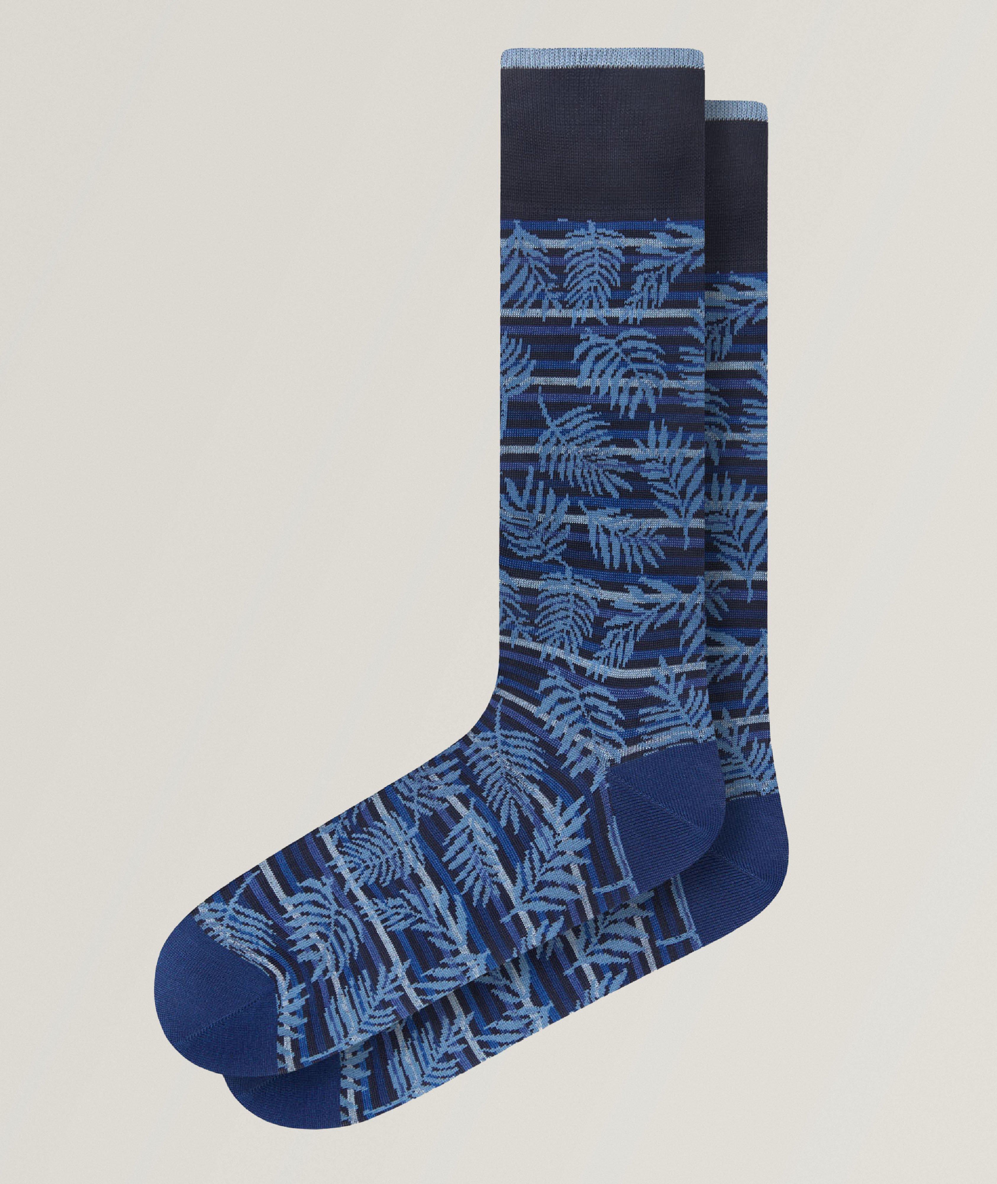 Palm-Stripe Stretch-Cotton Socks image 0