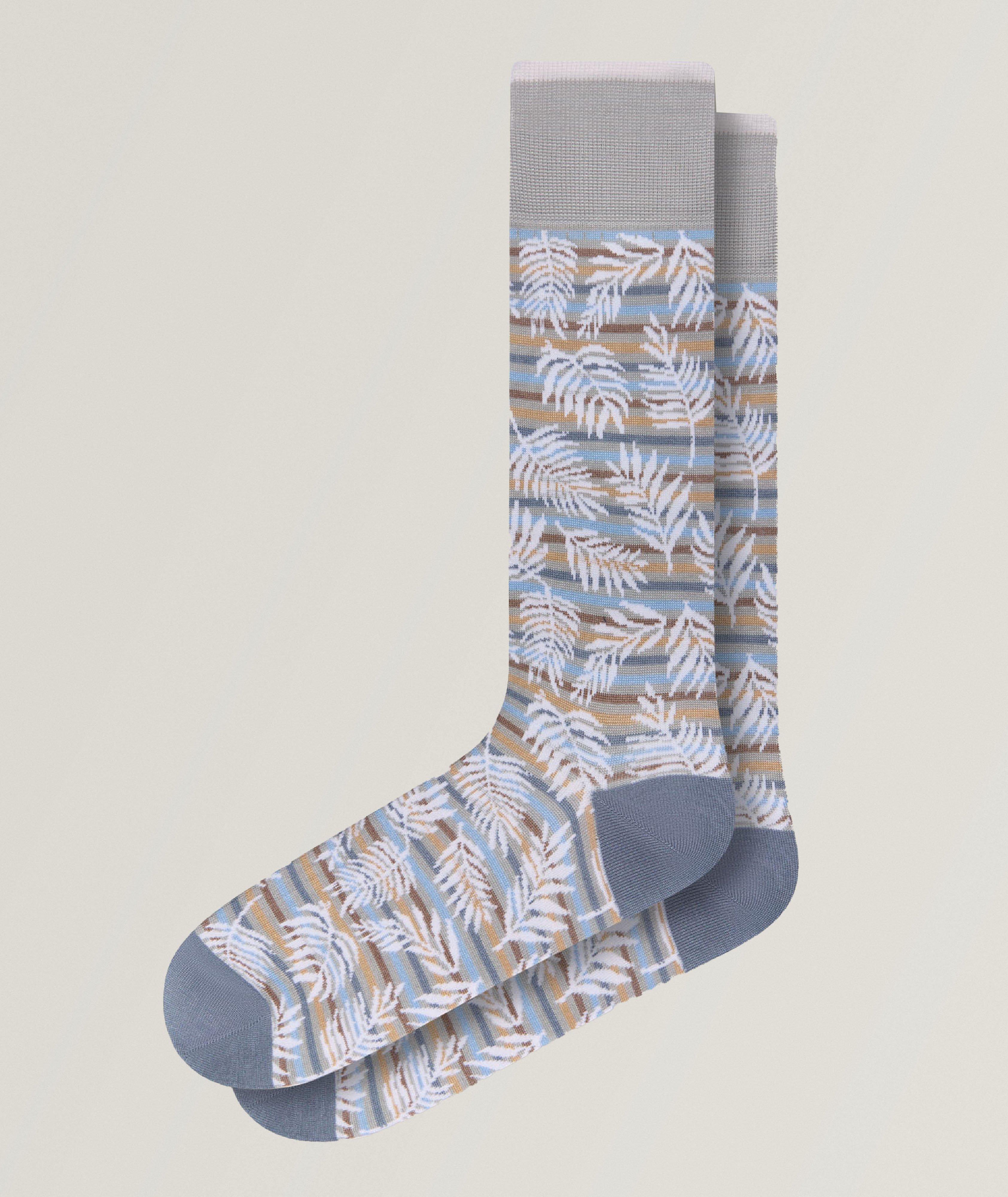 Palm Stripe Stretch-Cotton Socks image 0