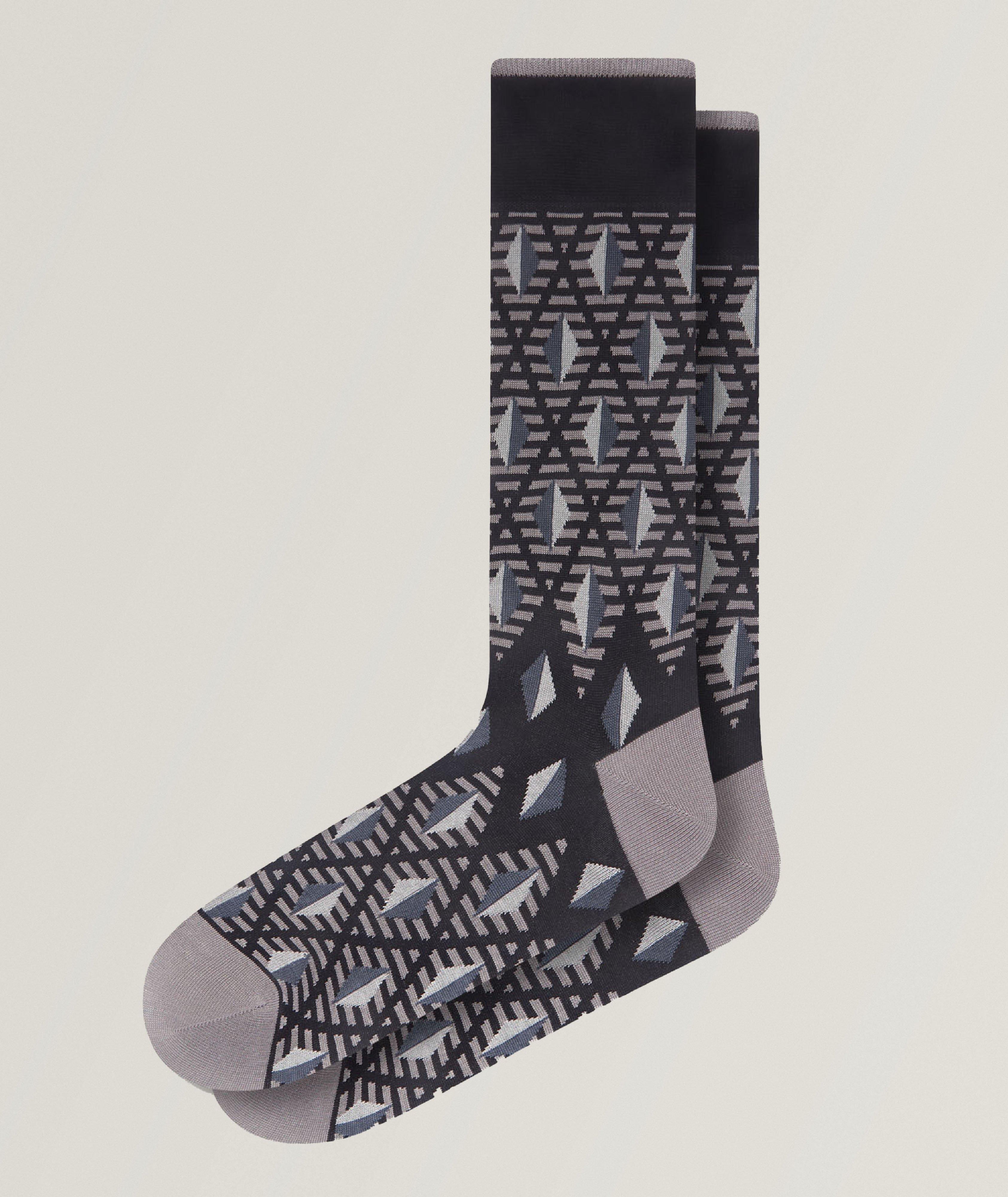 Diamond Stripe Stretch-Cotton Socks image 0